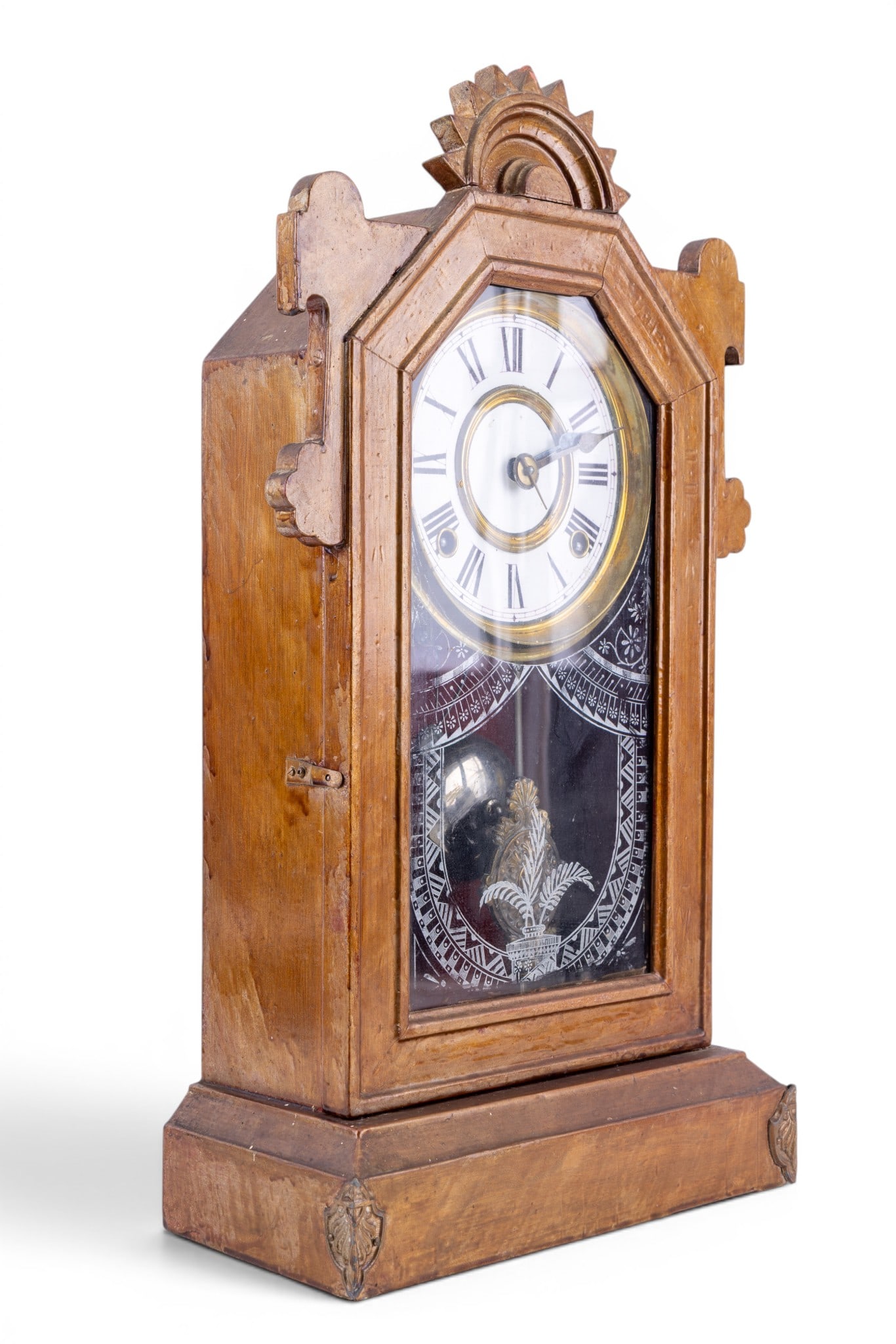 Antique Gilbert Jet Gingerbread Mantle Clock - 7