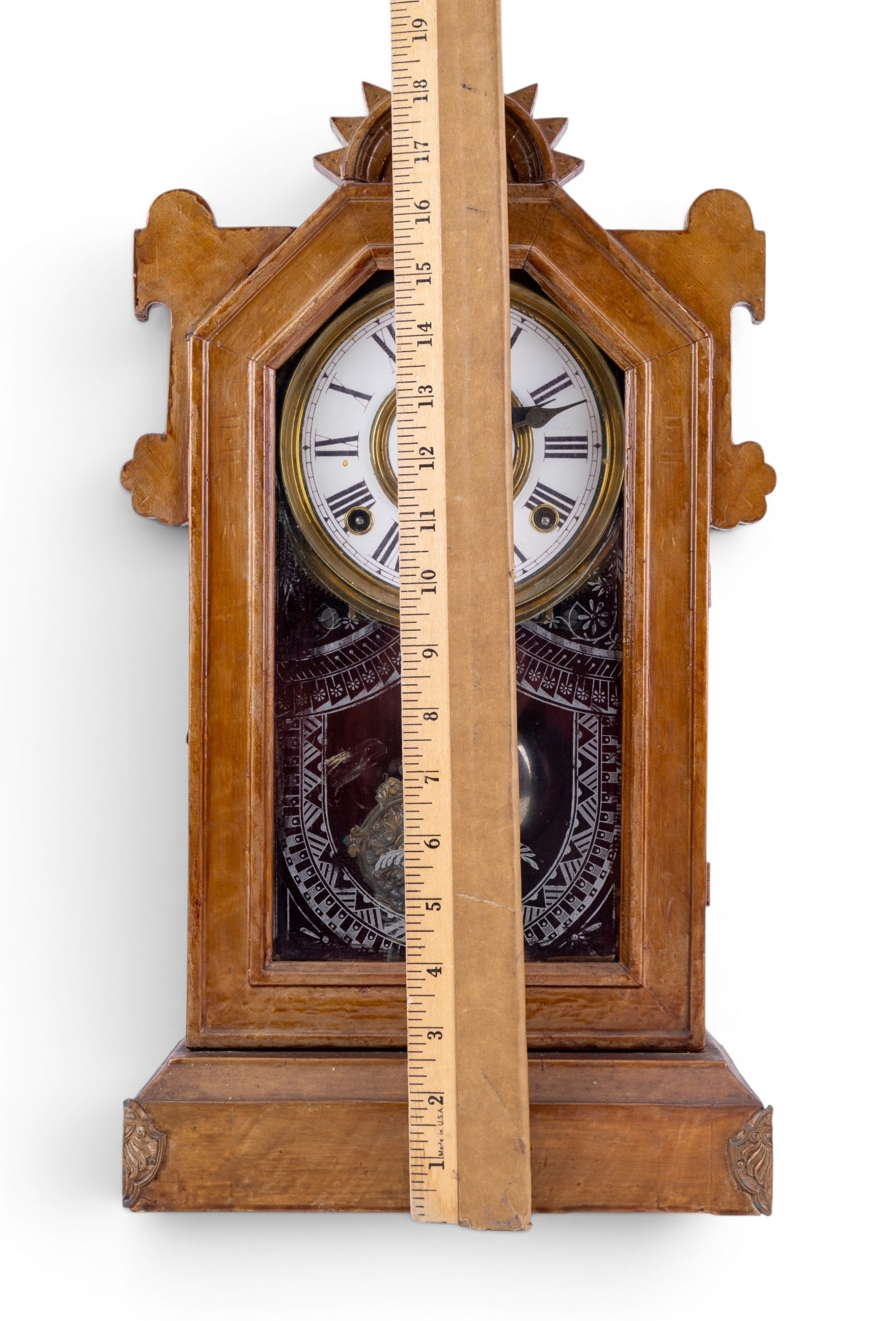 Antique Gilbert Jet Gingerbread Mantle Clock - 9