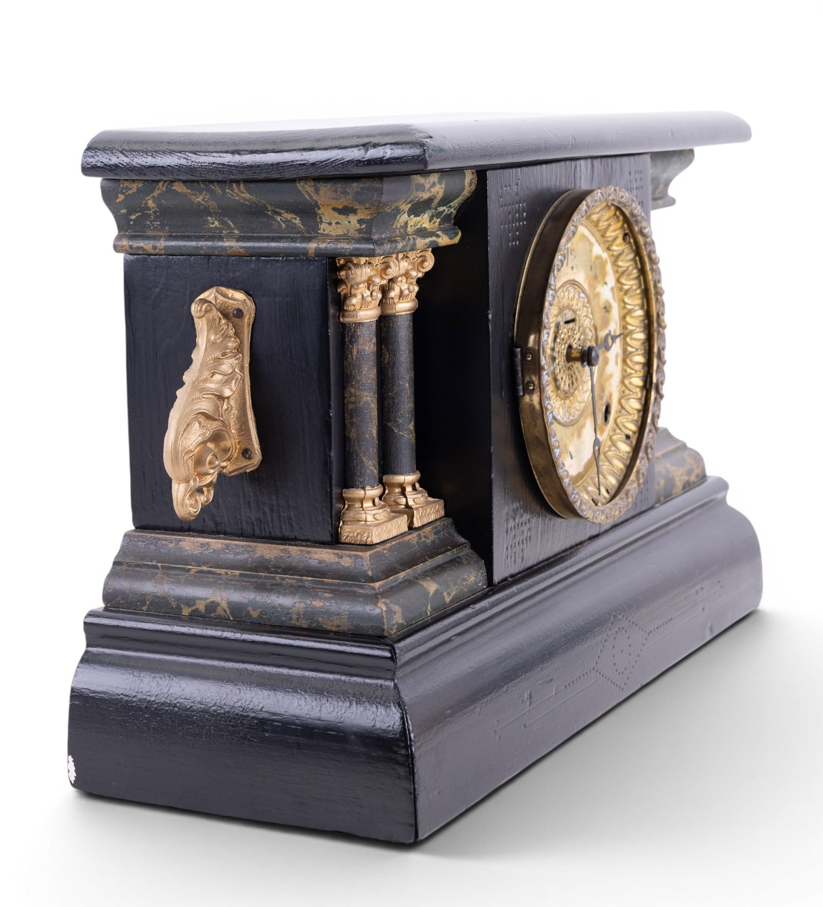 Antique Gilbert Time & Strike Mantle Clock - 5