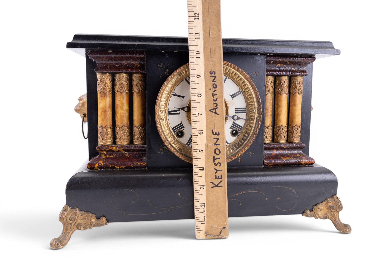Antique Gilbert Time & Strike Mantle Clock - 11