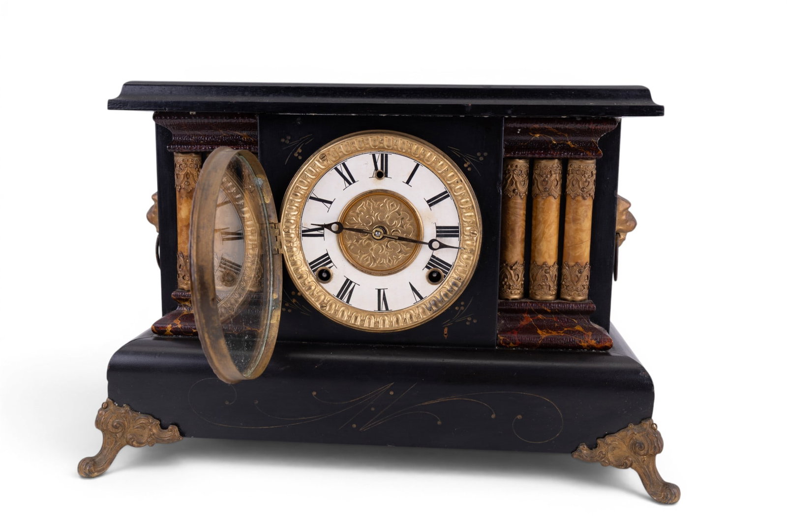 Antique Gilbert Time & Strike Mantle Clock - 3