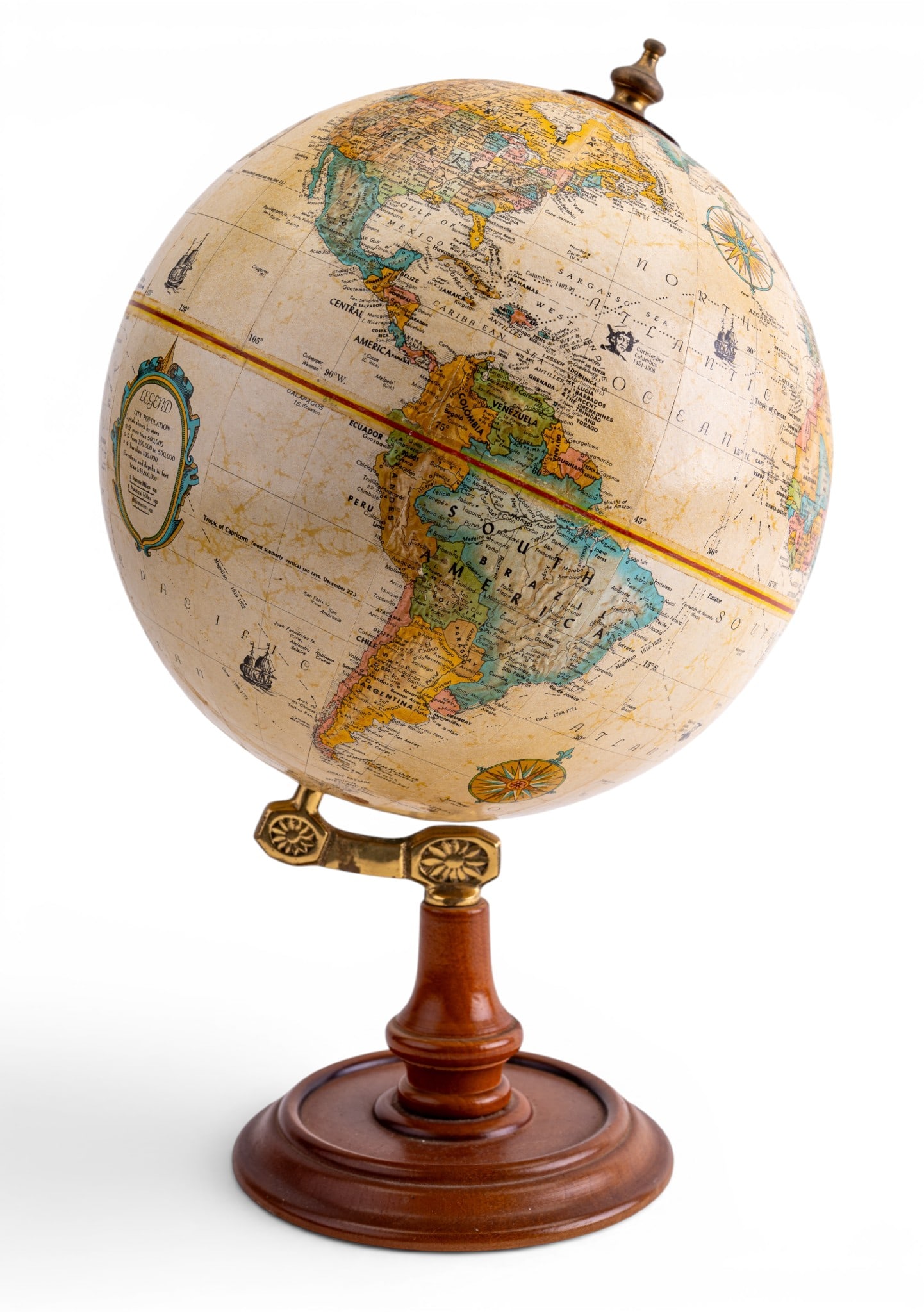 W. German Mantle Clock & Replogle Globe - 12