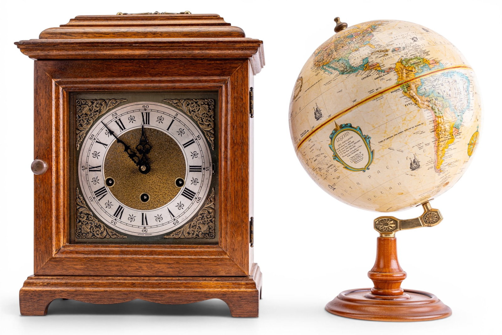 W. German Mantle Clock & Replogle Globe (1 of 18)