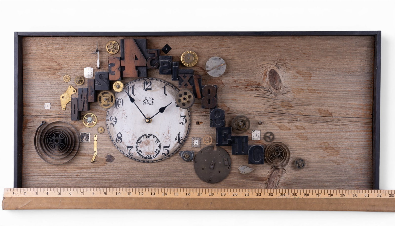 Mixed Media Clock Wall Sculpture - 2