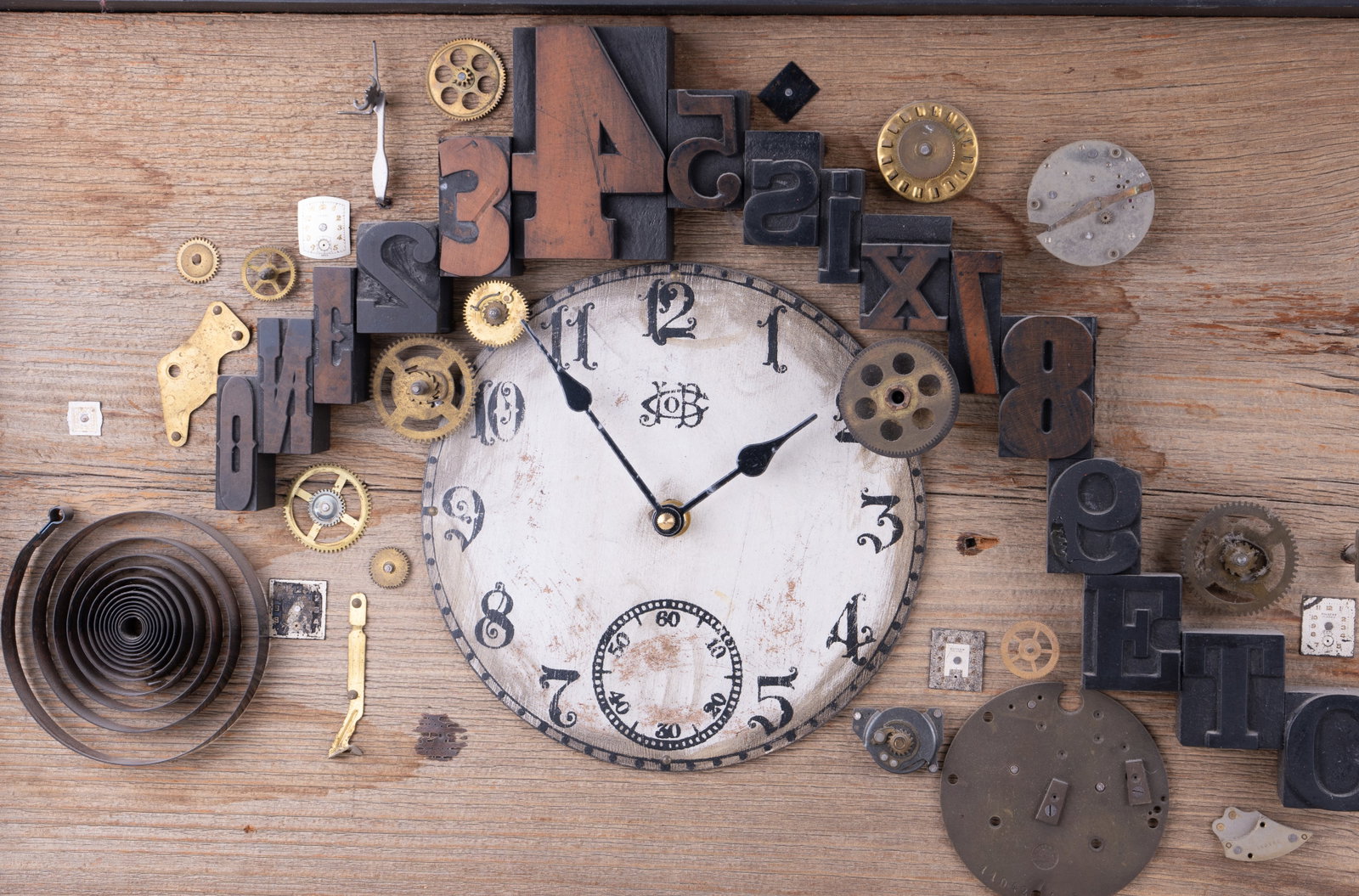 Mixed Media Clock Wall Sculpture - 5