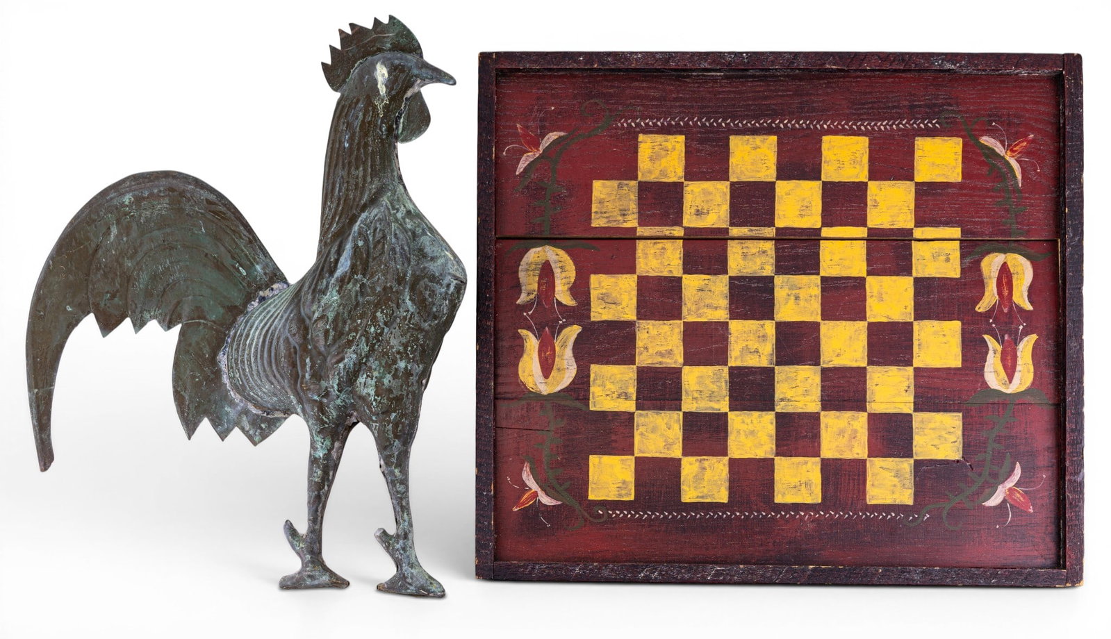 Folk Art Painted Game board, Weathervane Topper (1 of 7)