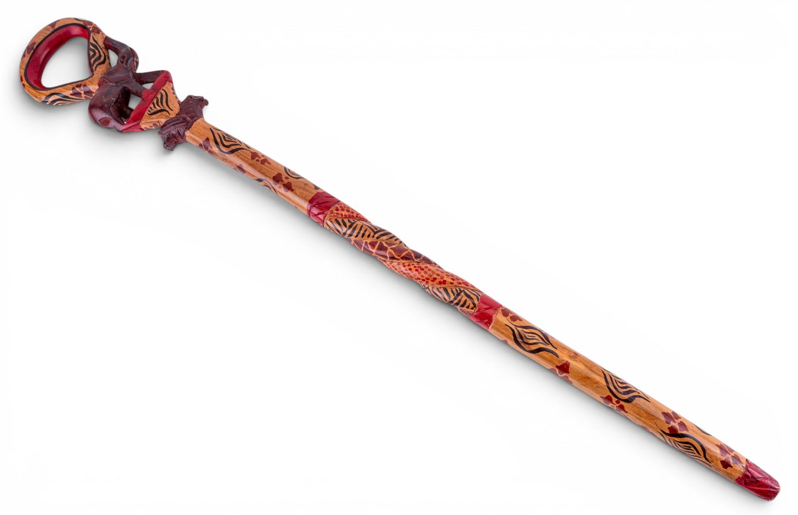 Painted and Carved Figural Walking Cane - 2