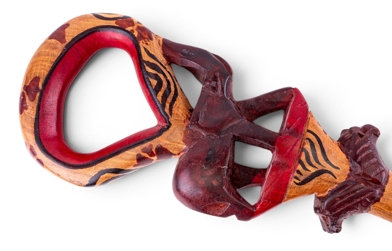 Painted and Carved Figural Walking Cane - 3