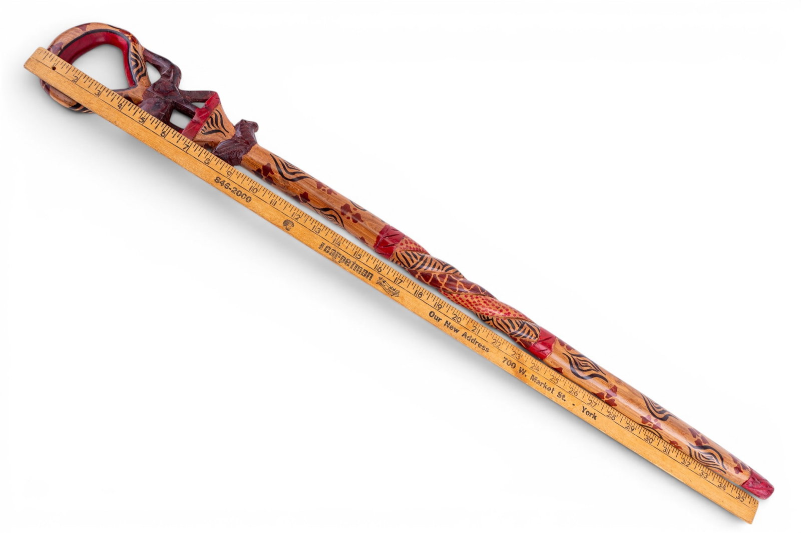 Painted and Carved Figural Walking Cane - 8