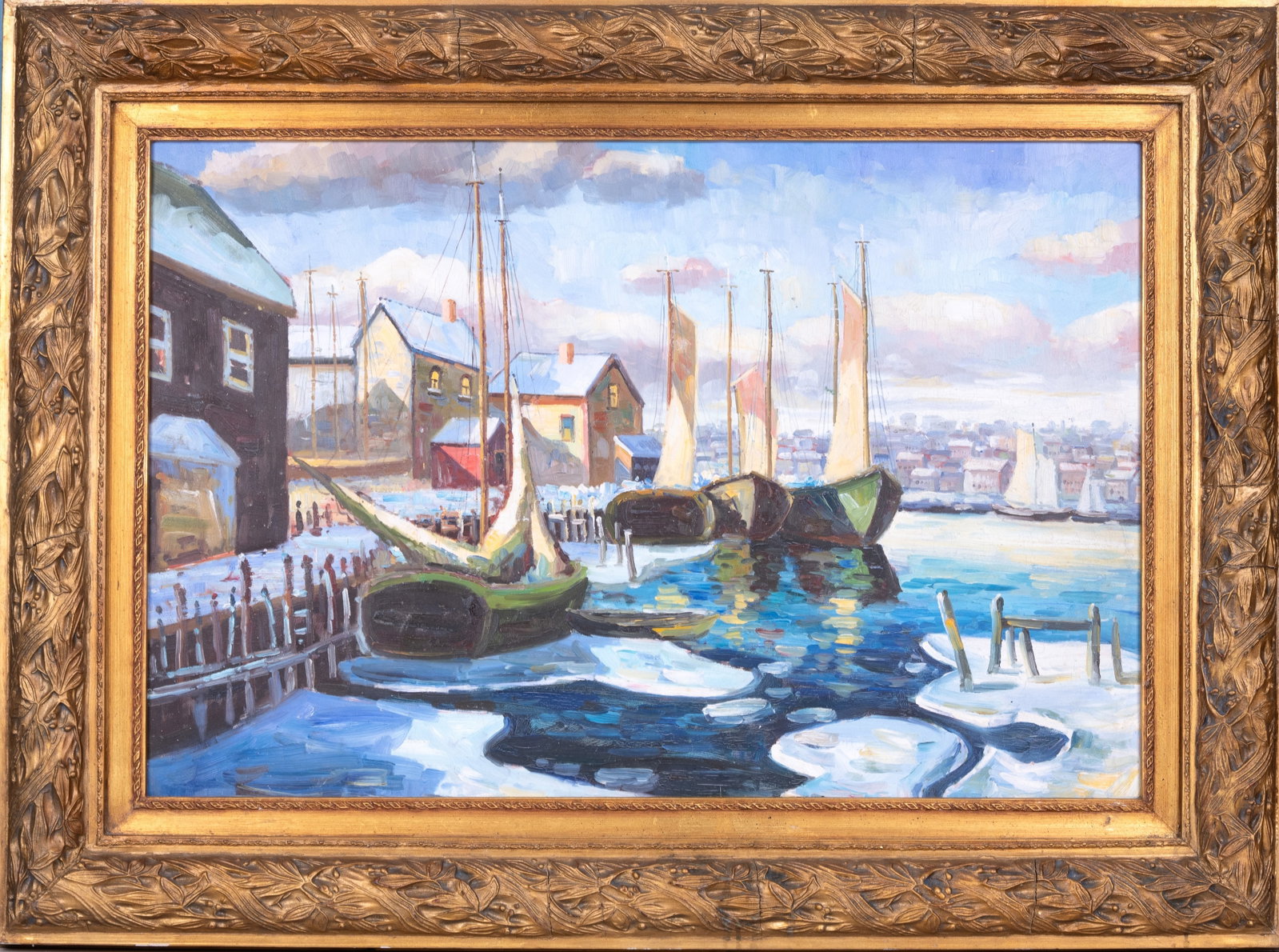 Impressionist O/c Harbor Scene (1 of 9)