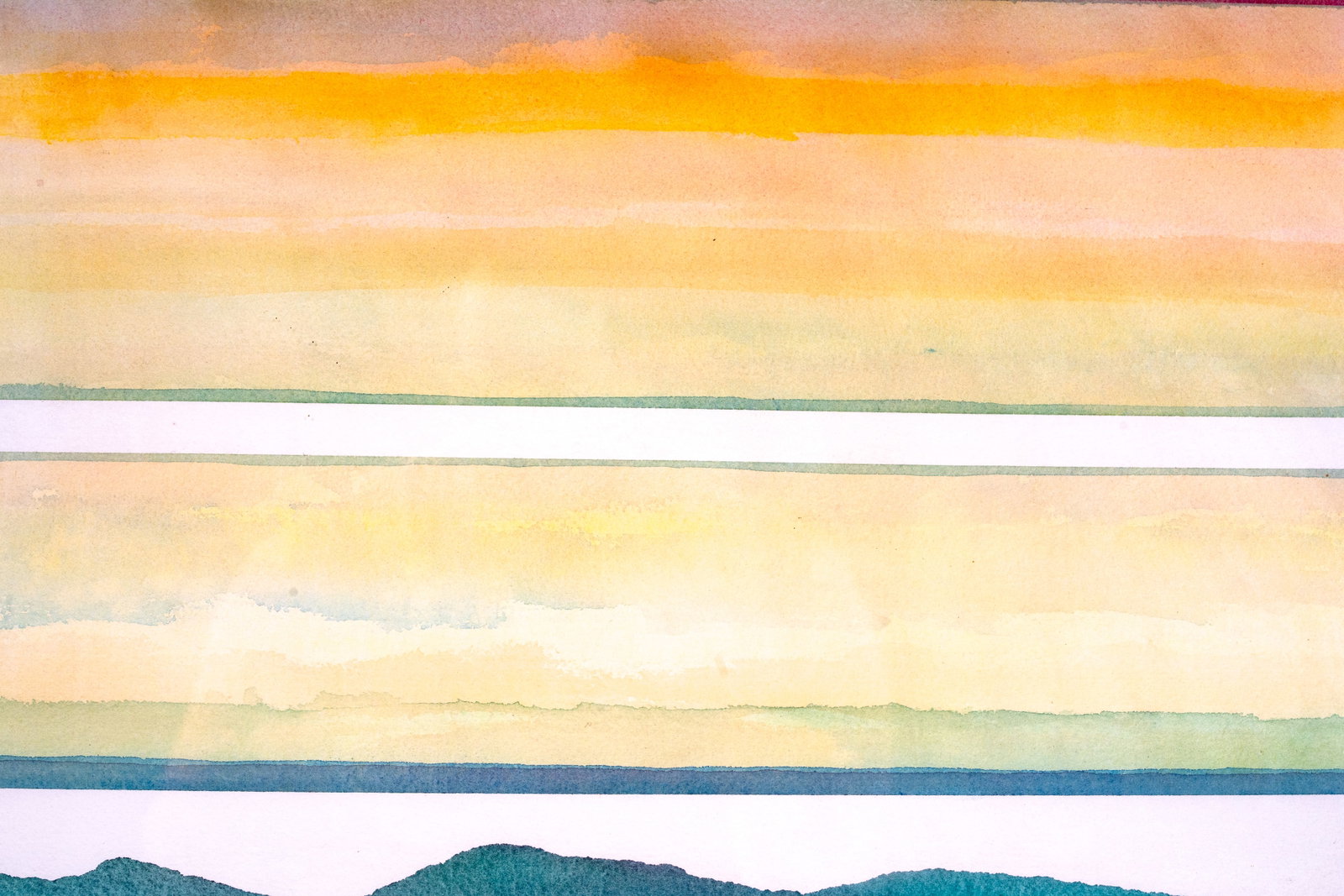Minimalist Watercolor Landscape, Signed - 2