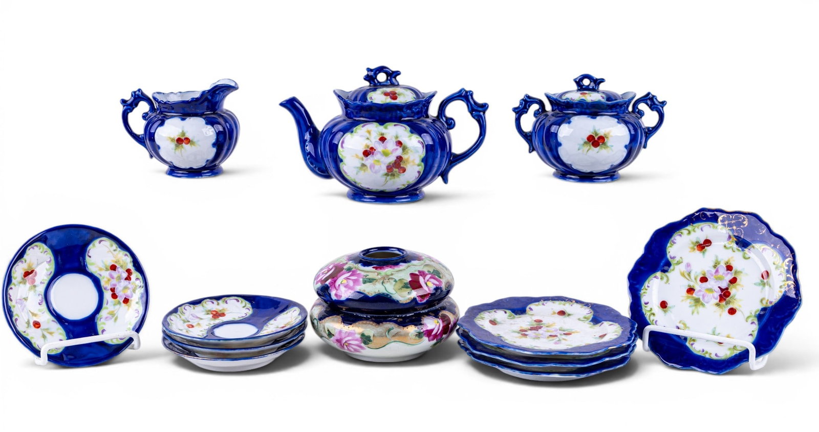 Cobalt Blue Decorated Tea Service (1 of 9)
