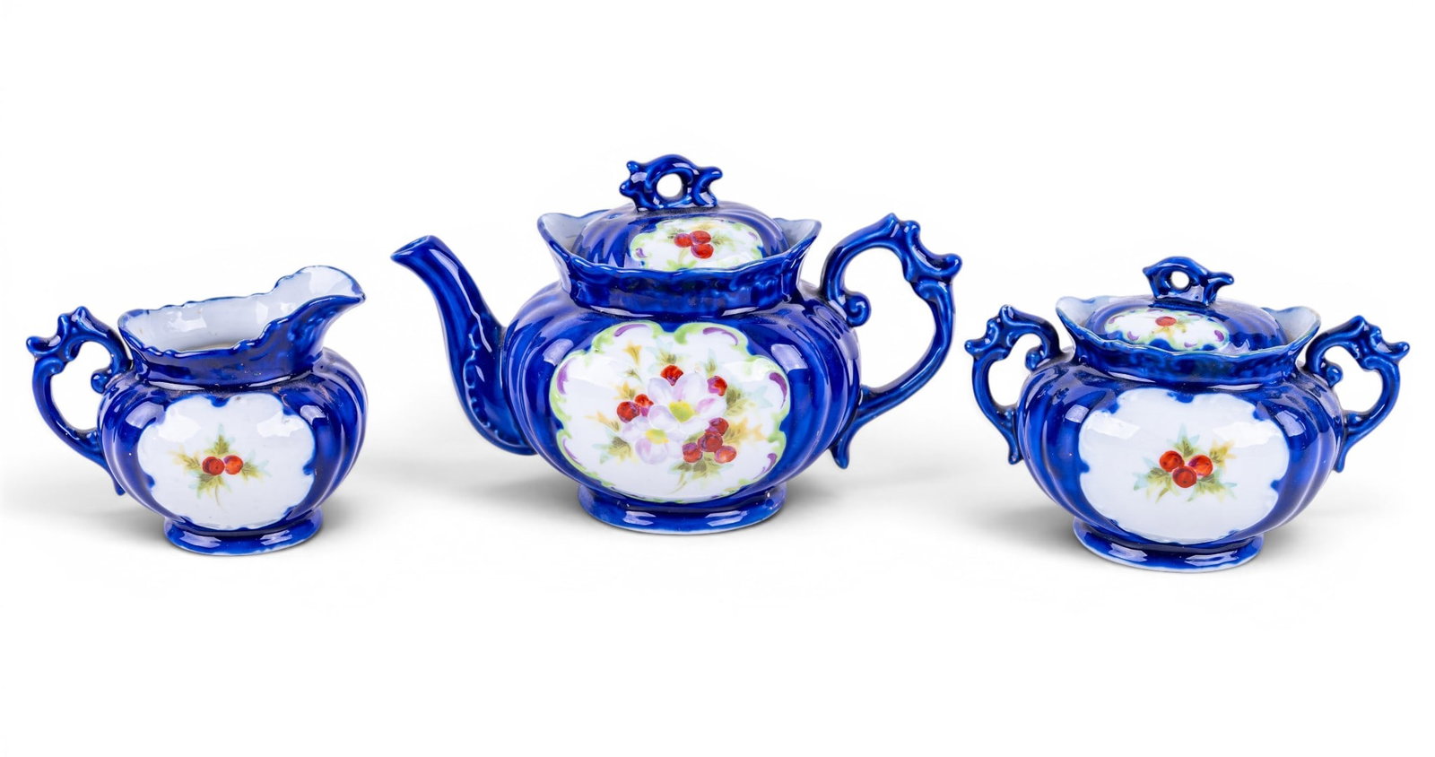 Cobalt Blue Decorated Tea Service - 2