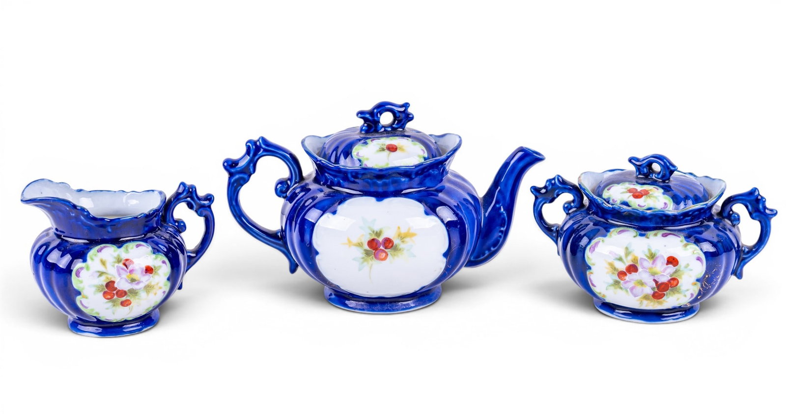 Cobalt Blue Decorated Tea Service - 3
