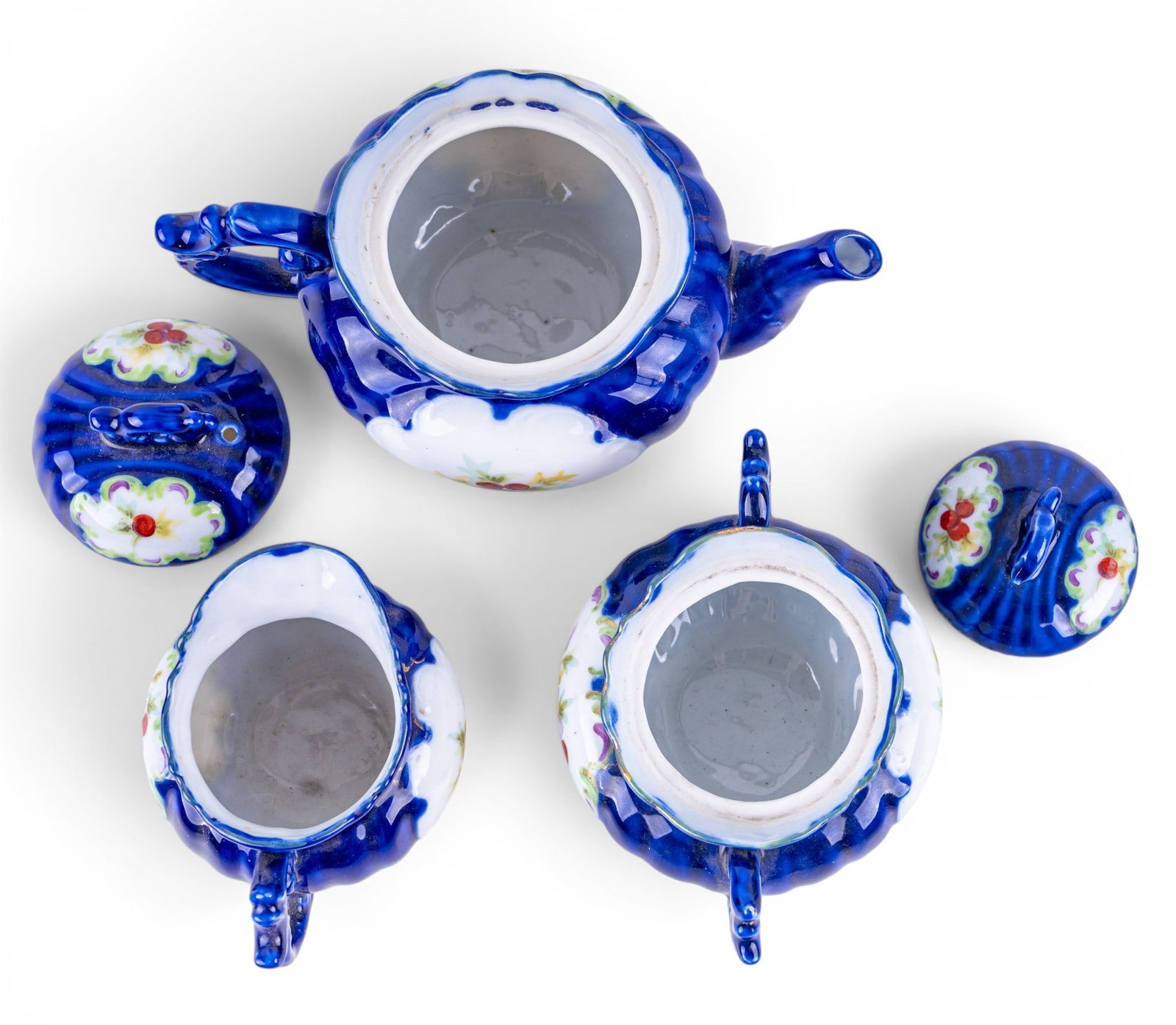 Cobalt Blue Decorated Tea Service - 4