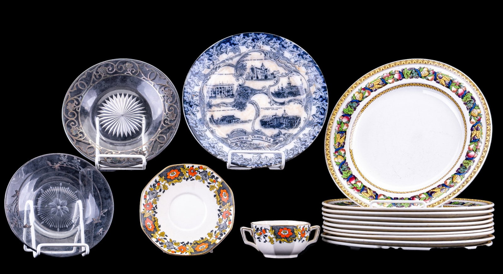 Minton, Whieldon, & Silver Overlay Plates (1 of 8)