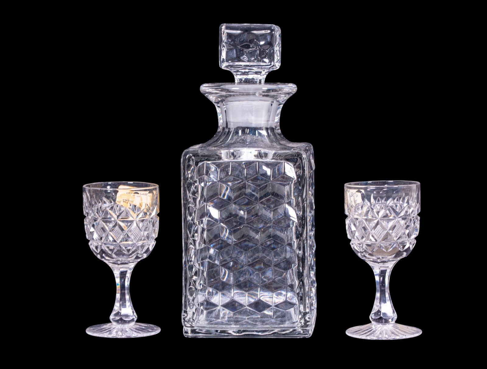 Fostoria Decanter and Crystal Sherry Stems (1 of 20)