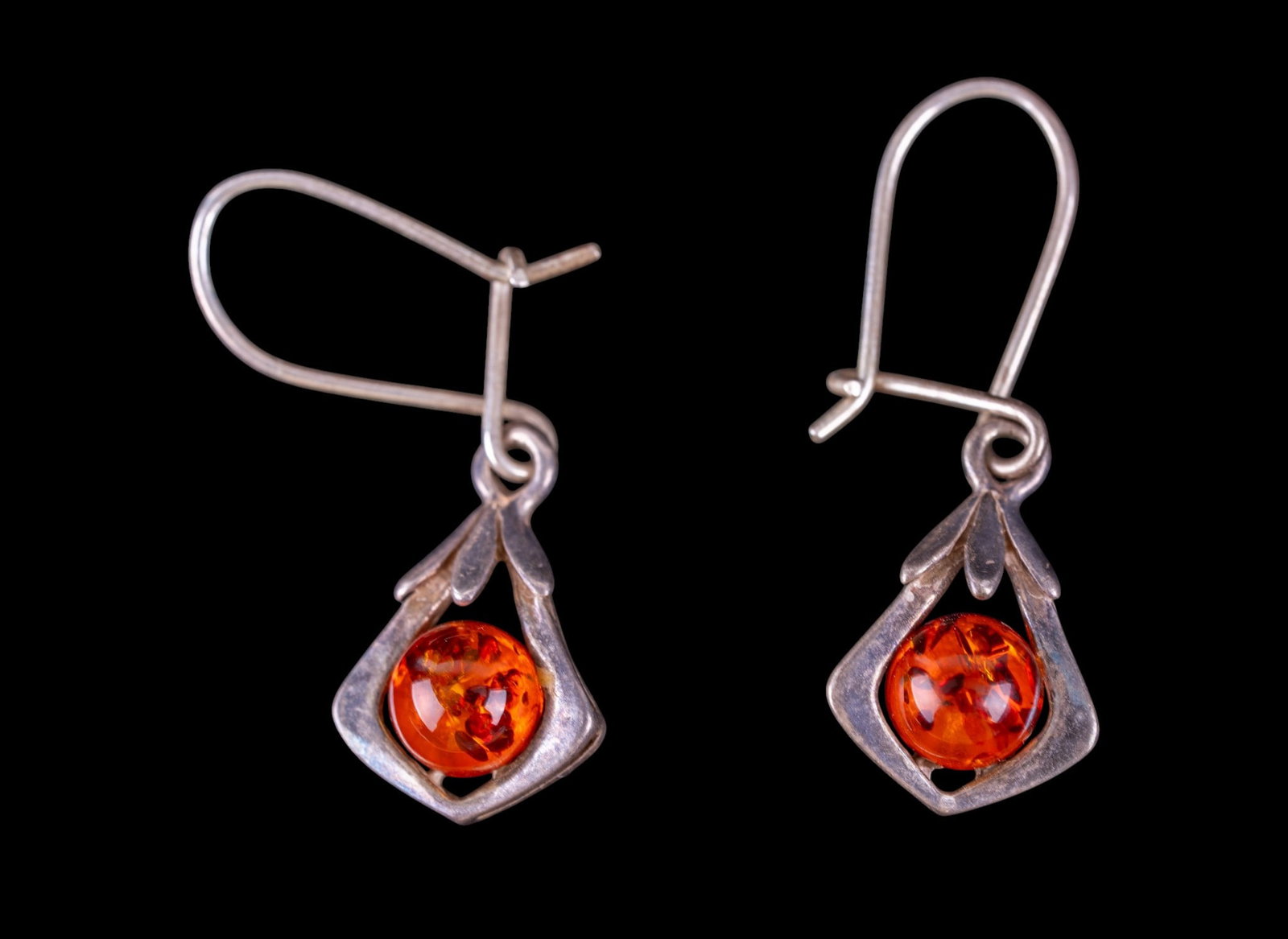Amber and Sterling Silver Earrings - 3