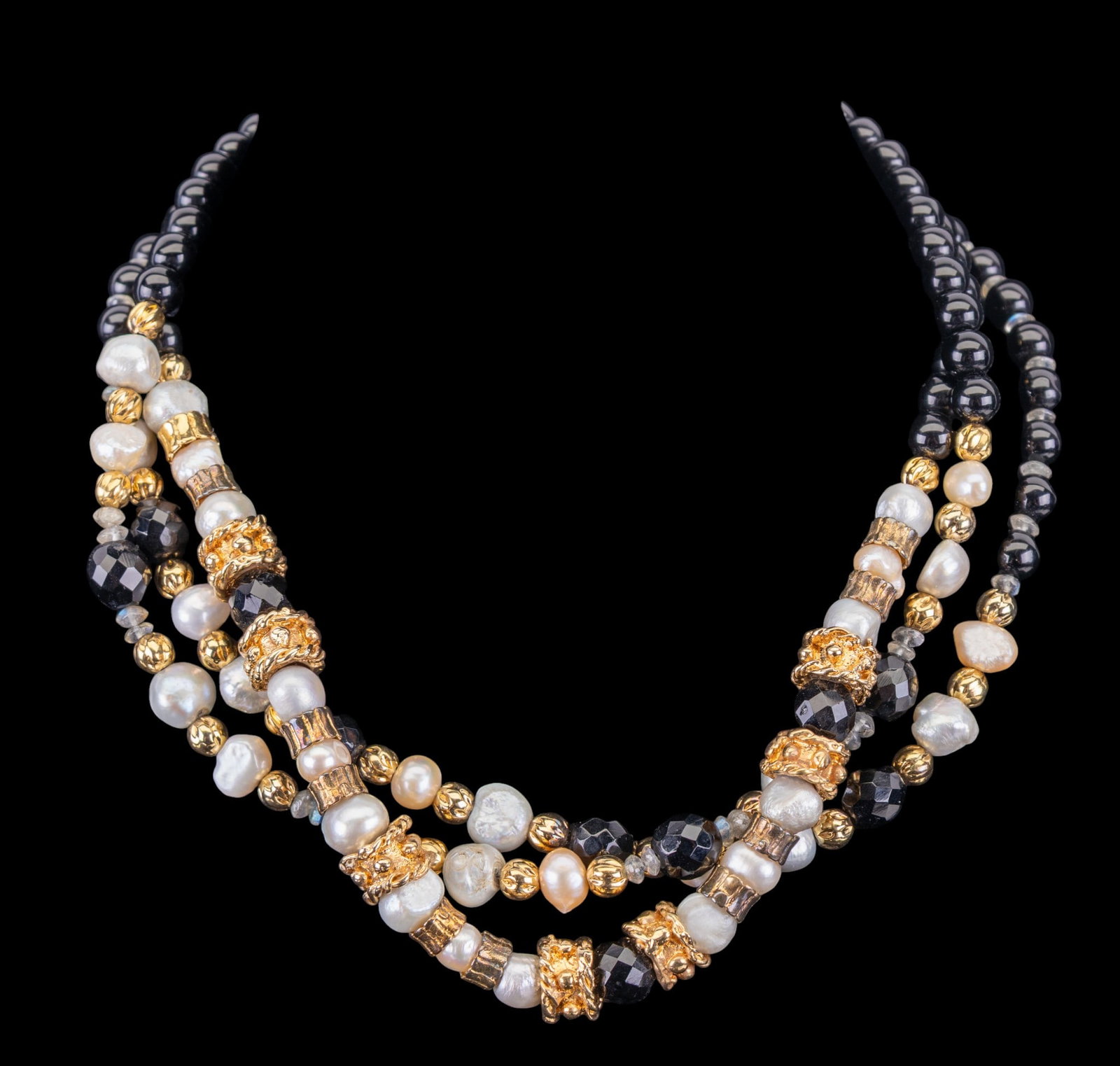Vintage Gold Tone Silver Necklace w/ Pearl (1 of 4)