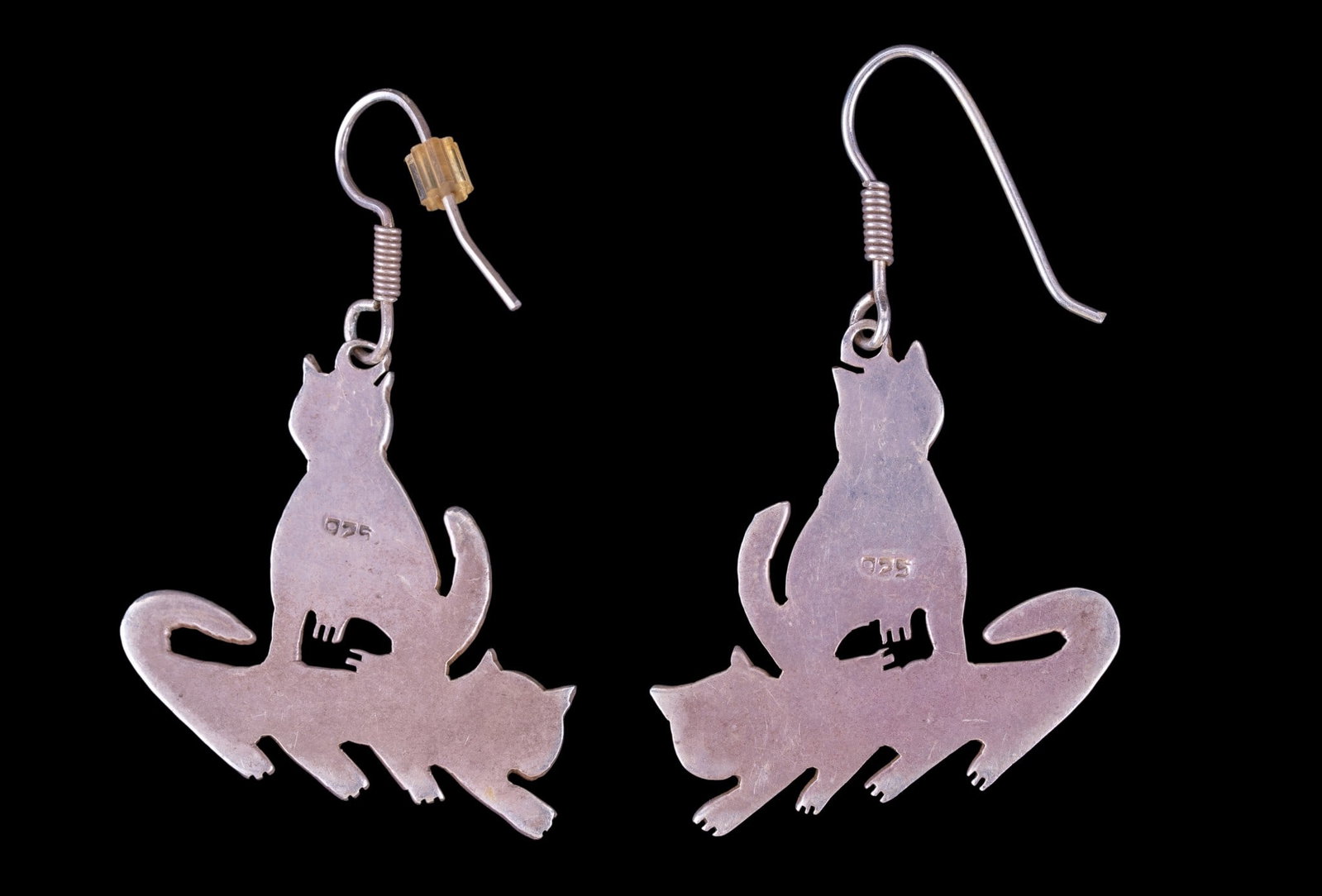 Sterling Silver Cat Earrings - 2