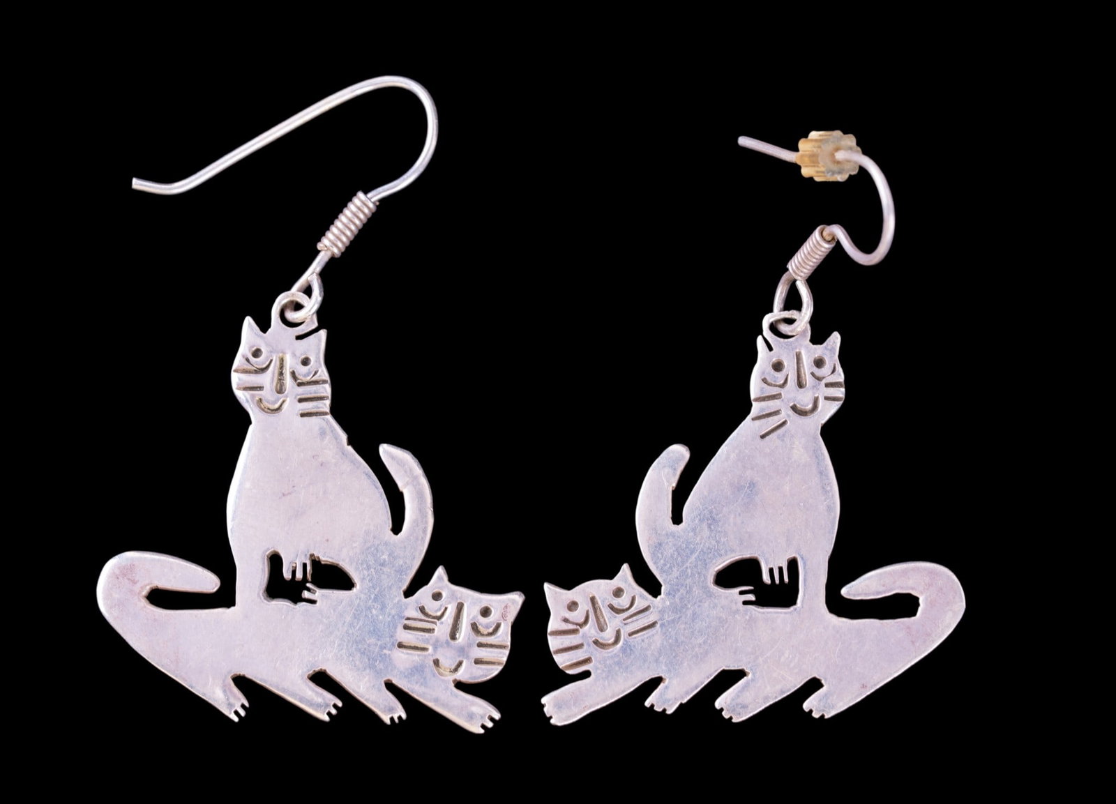 Sterling Silver Cat Earrings - 3