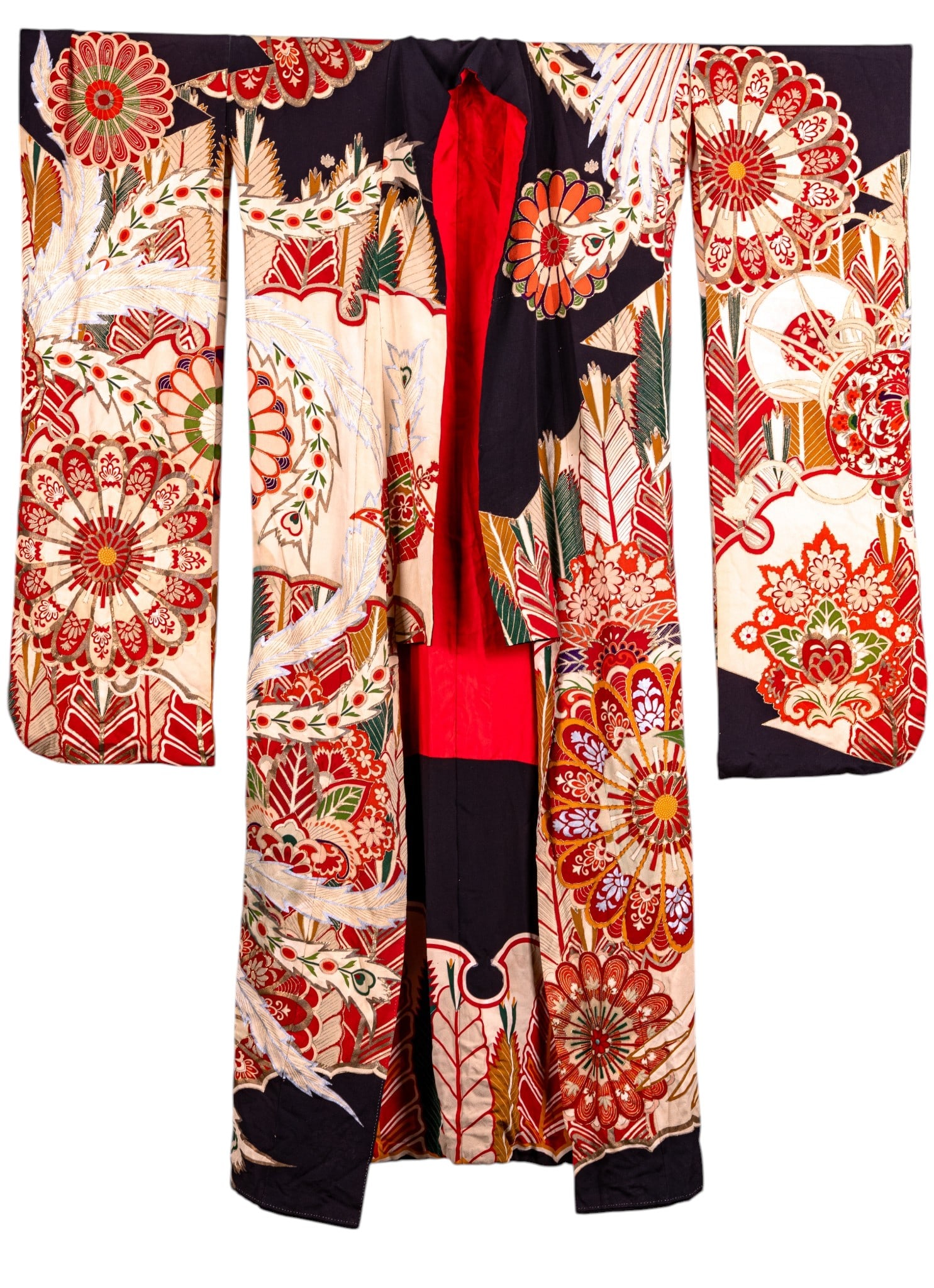 Antique Japanese Kimono Robe: Early hand-painted Japanese robe.