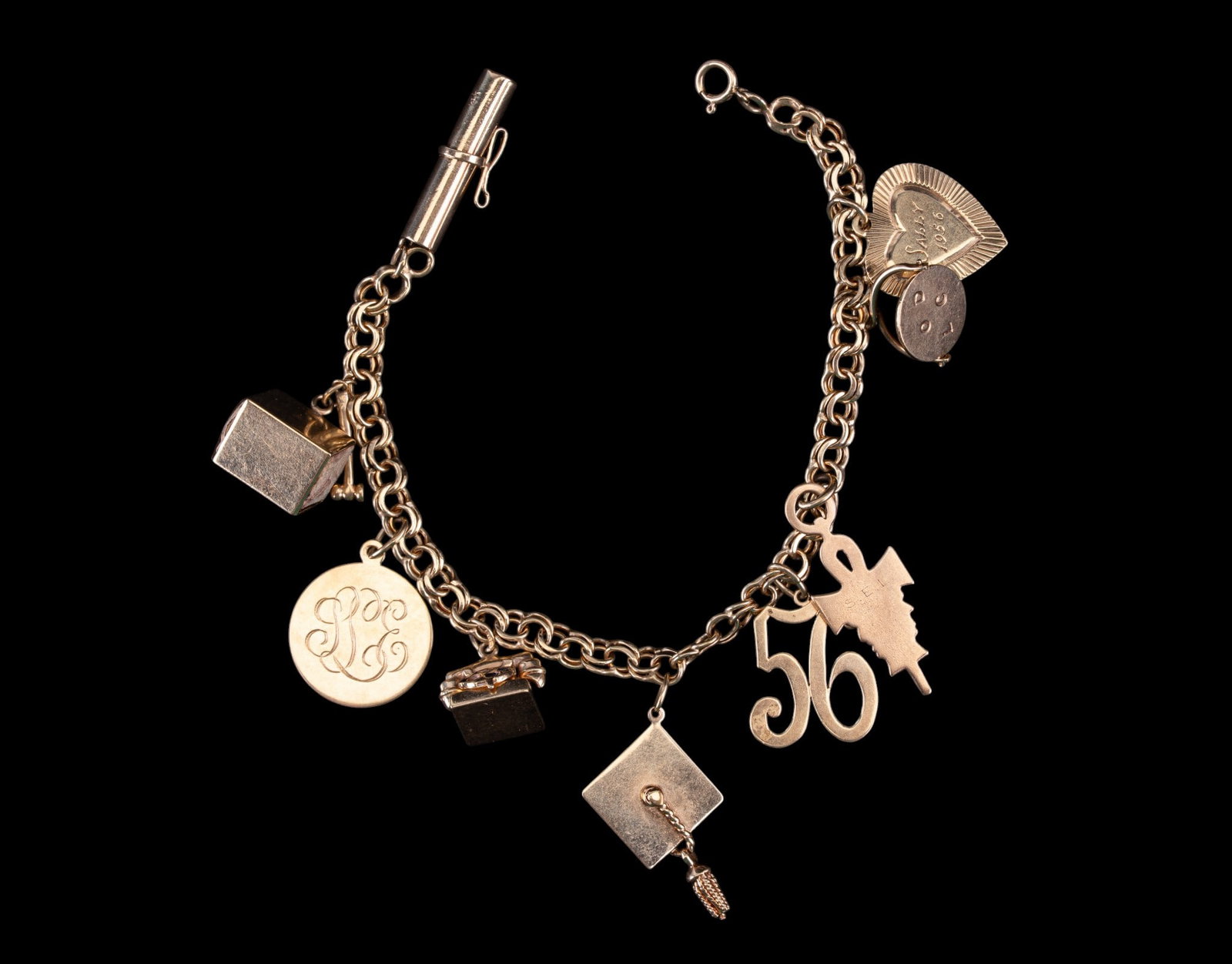 14k Gold Charm Bracelet w/ 9 Charms (1 of 9)