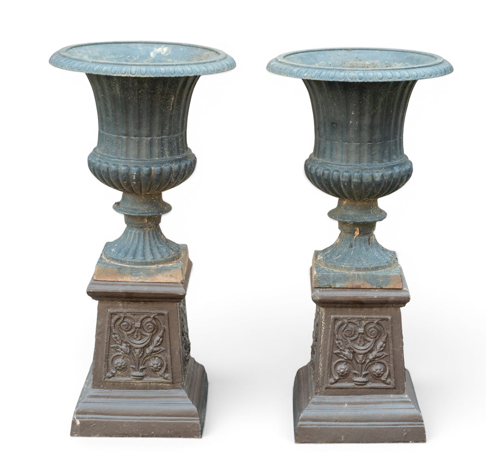 Pair of Neoclassical-style Urns on Bases (1 of 9)