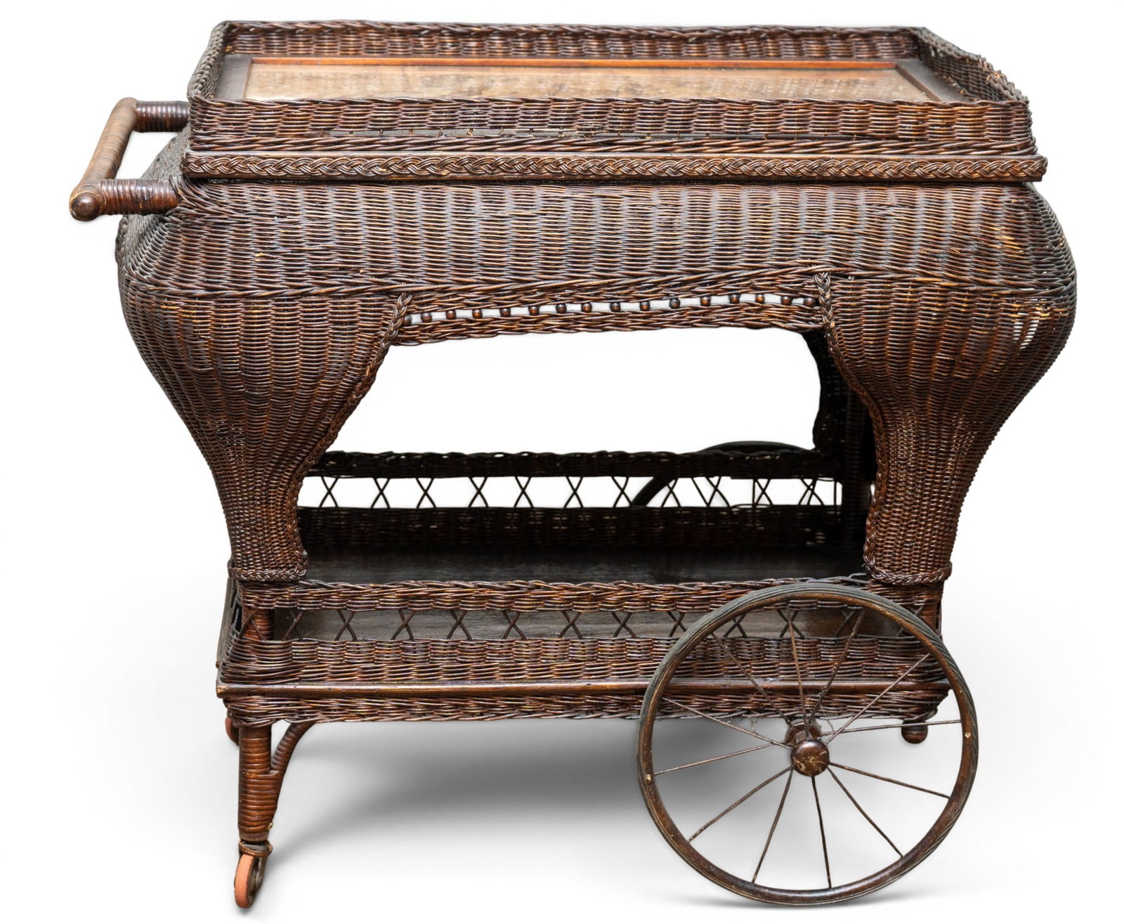 Early Wicker Serving Cart w/ Tapestry Accent (1 of 6)