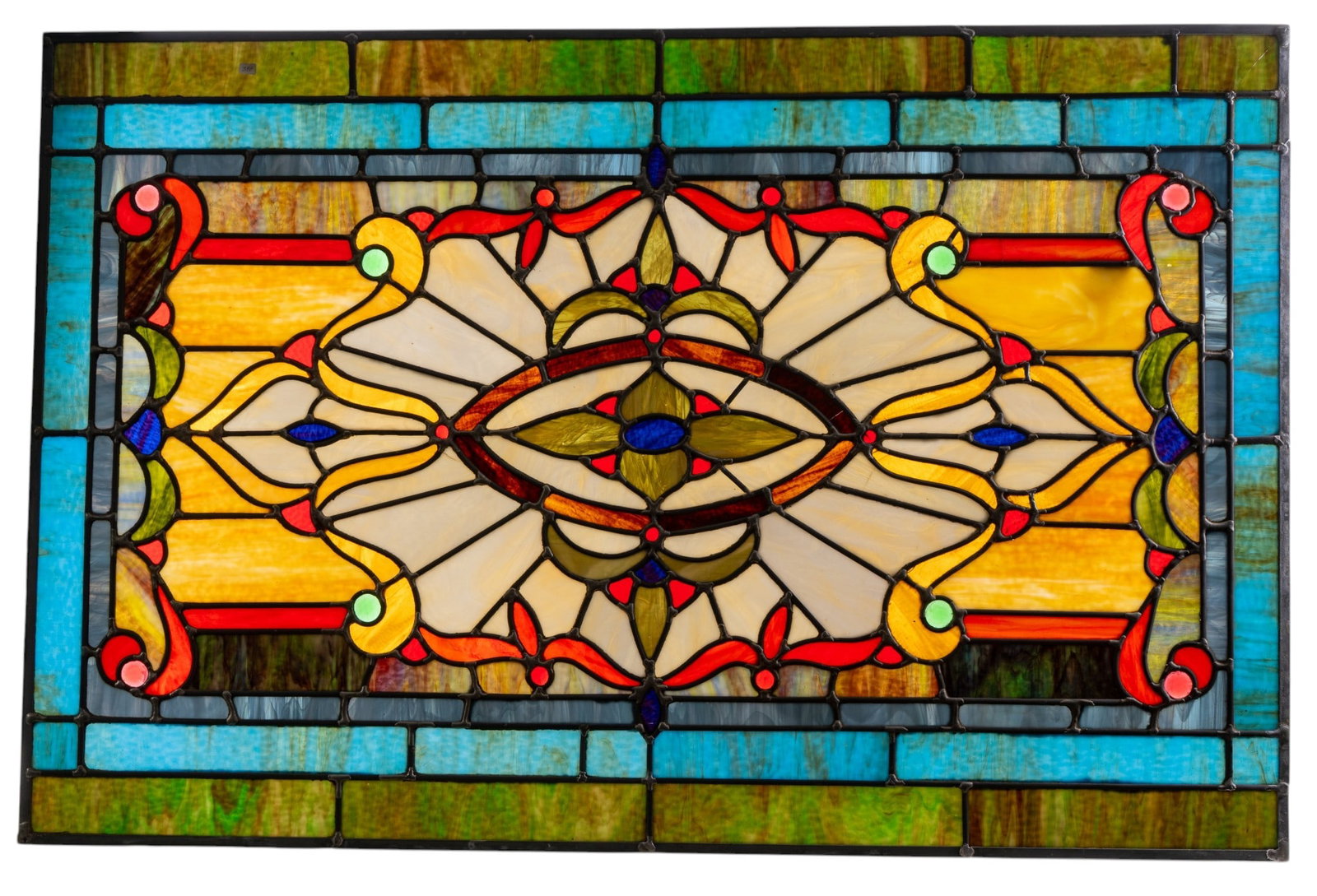 Large Leaded & Stained Glass Window Panel (1 of 9)
