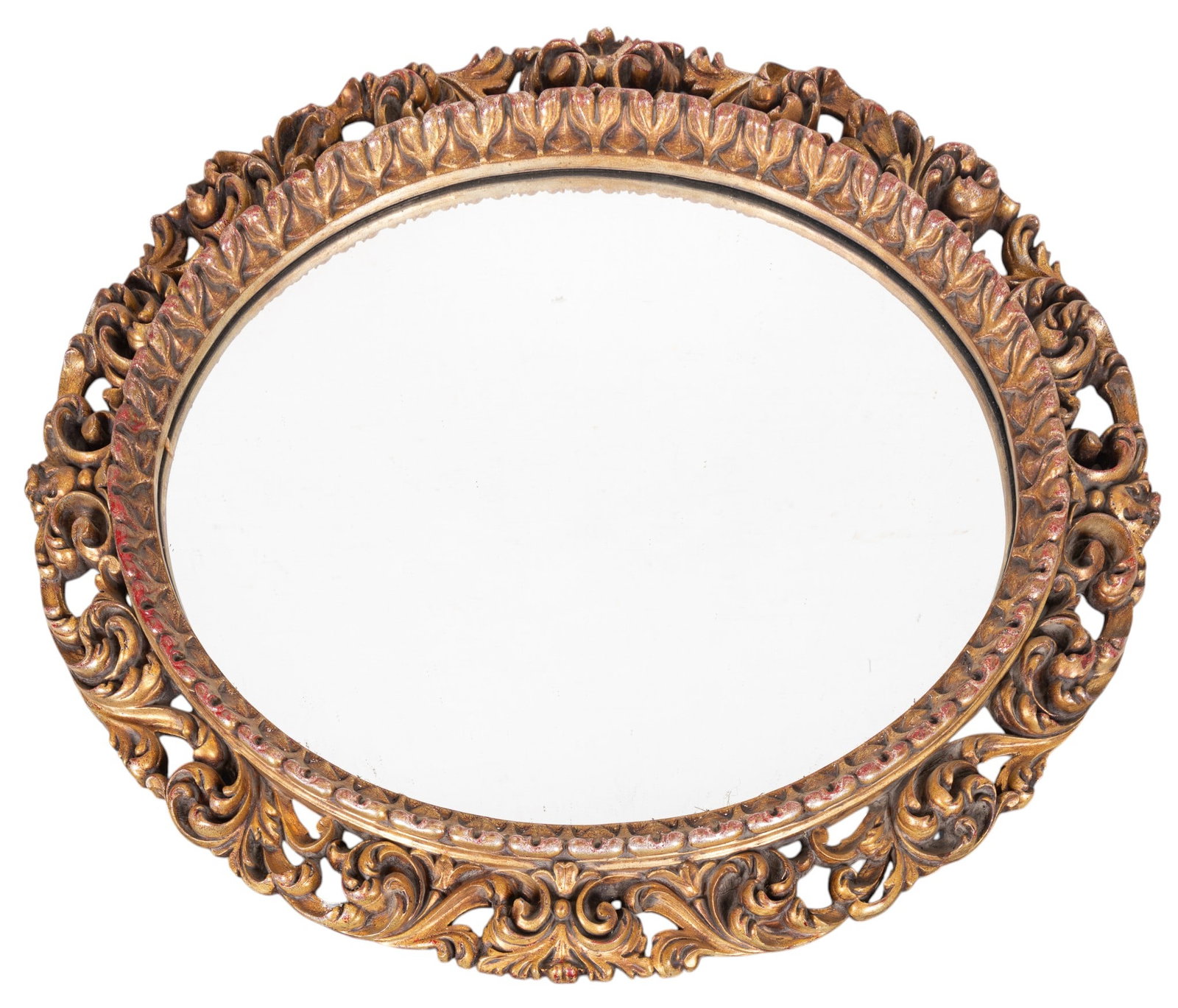 Large Oval Gilt Wood Mirror ~4' H (1 of 2)