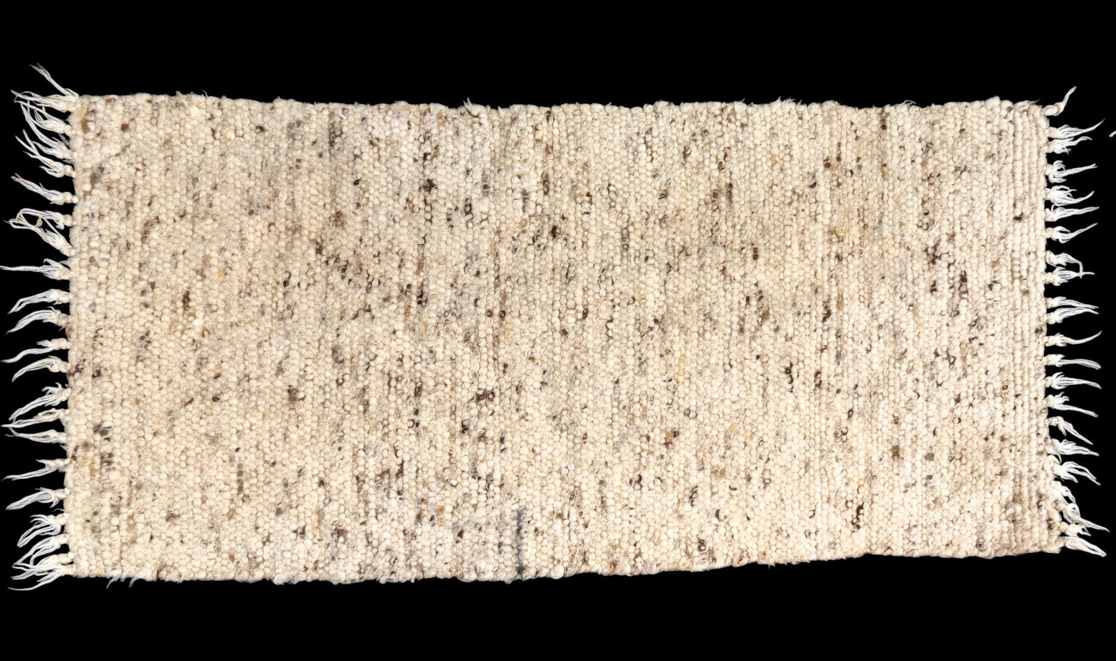 Hand Woven Ivory and Charcoal Wool Rug: Hand-woven ivory and charcoal wool rug measuring approx. 2'3" x 4'6".