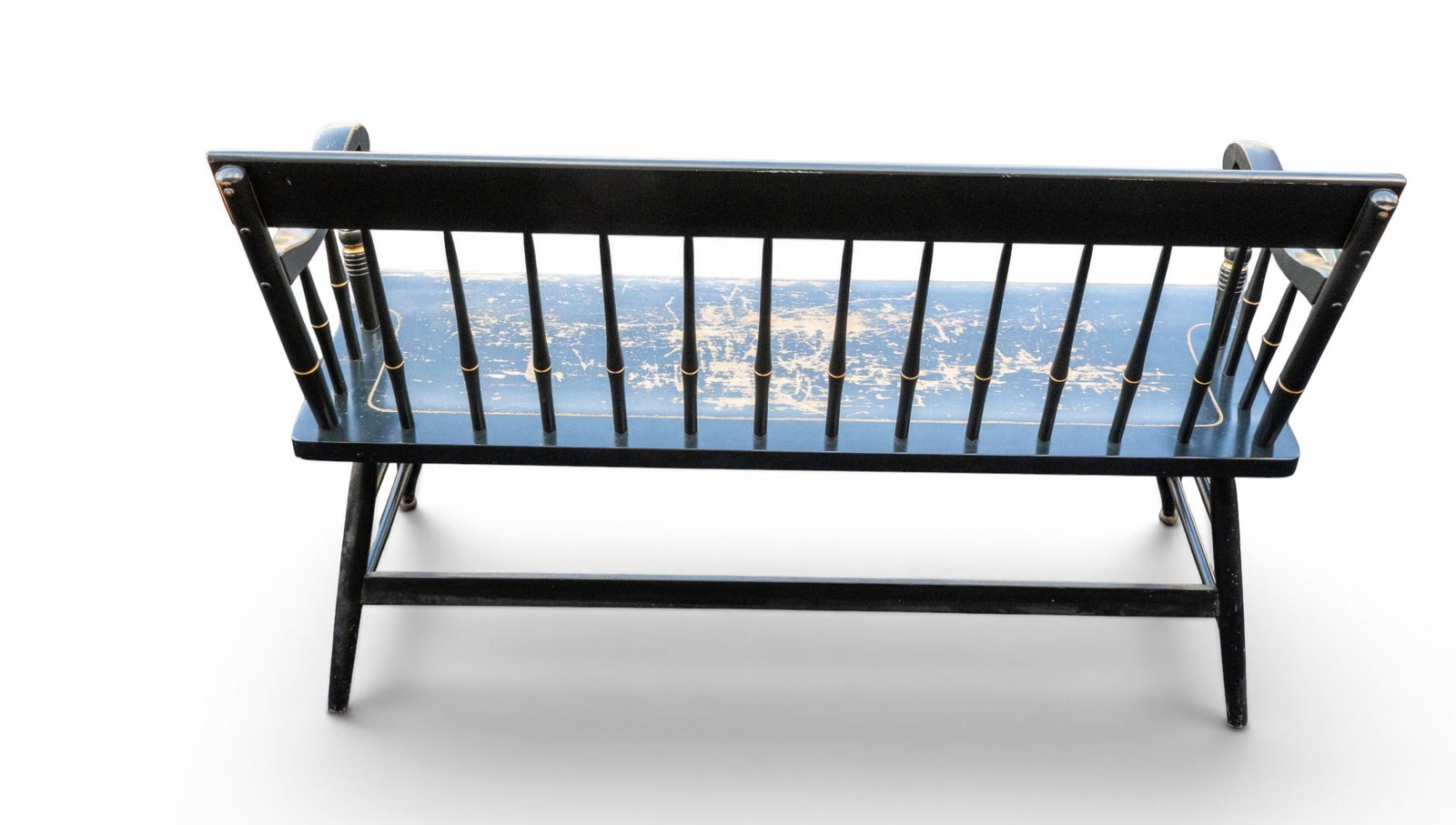 Early Stenciled Back Settle Bench - 2