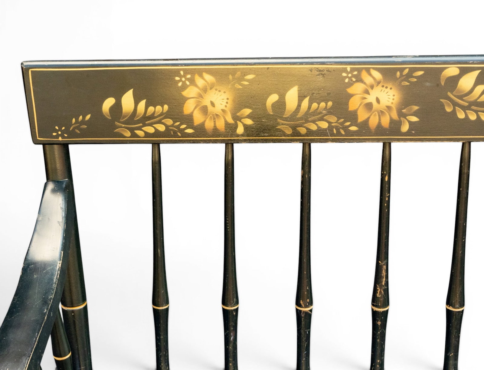 Early Stenciled Back Settle Bench - 6
