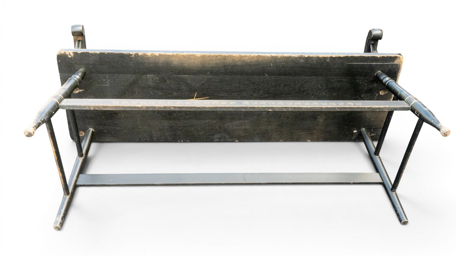 Early Stenciled Back Settle Bench - 9