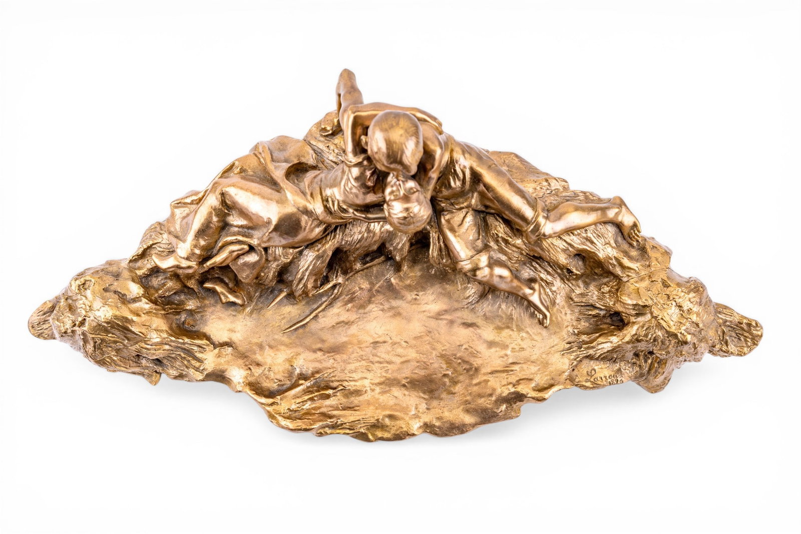 19th C Larroux Figural Bronze Double Inkwell - 3