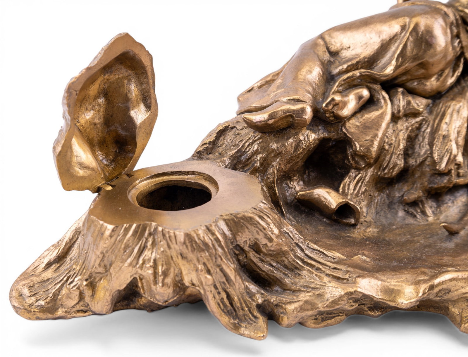 19th C Larroux Figural Bronze Double Inkwell - 5