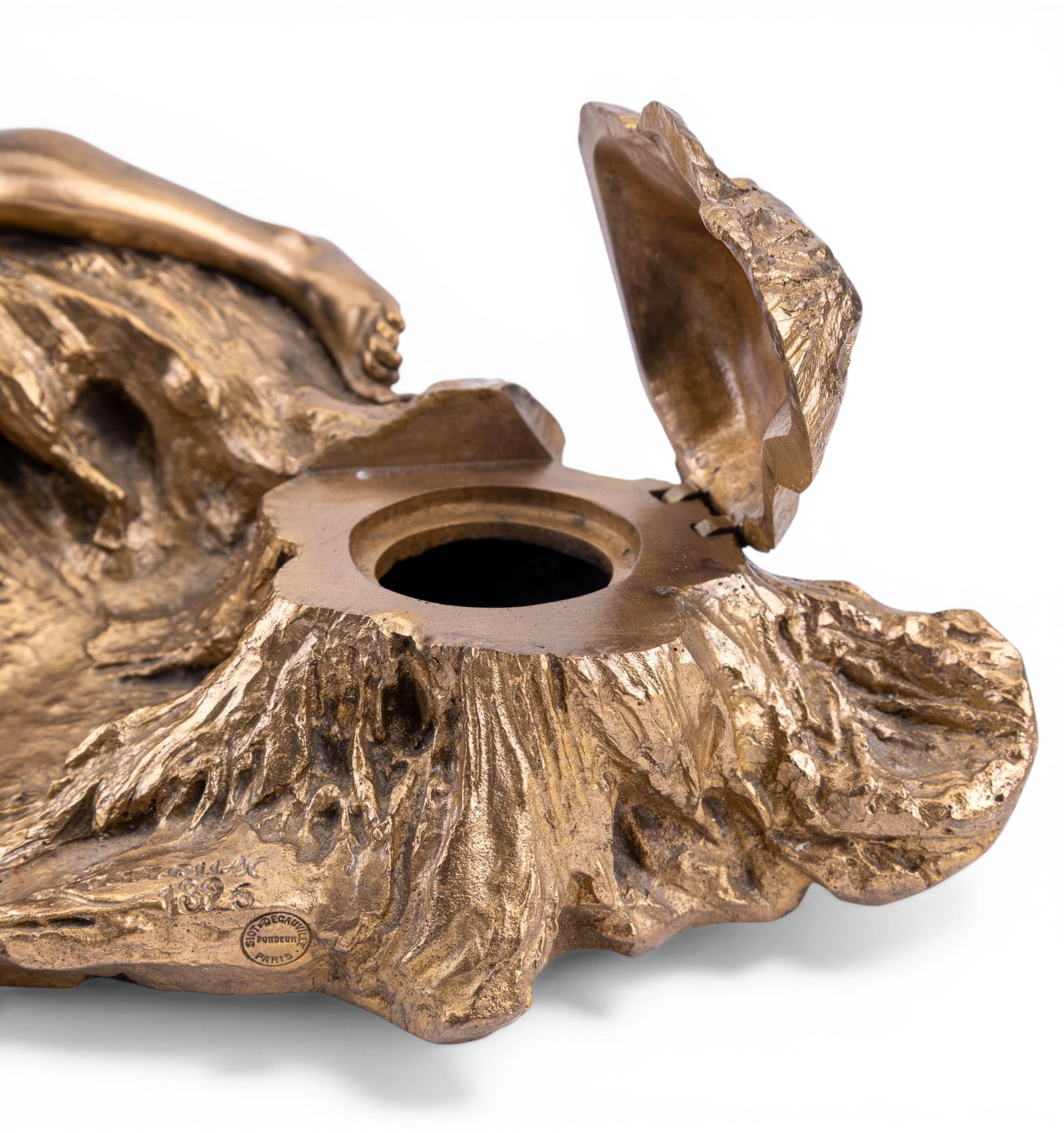 19th C Larroux Figural Bronze Double Inkwell - 6