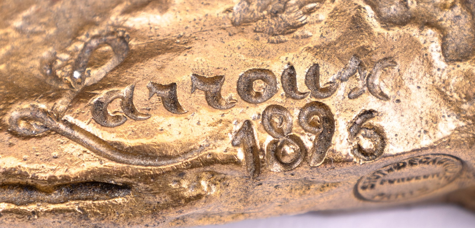 19th C Larroux Figural Bronze Double Inkwell - 7