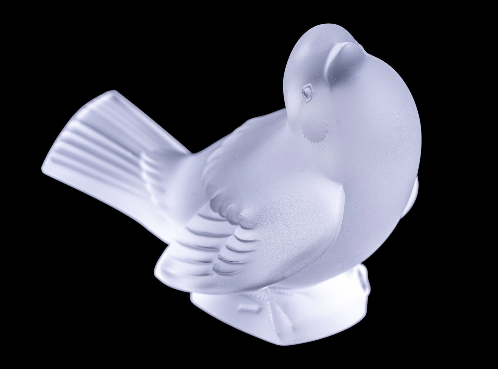 Lalique Frosted Crystal Sparrow Paperweight (1 of 7)