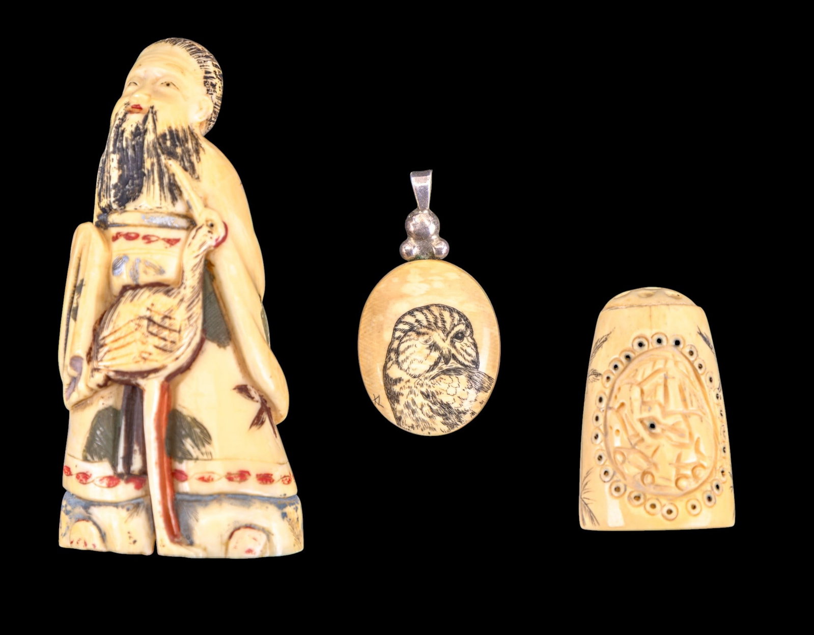 Antique Carved Natural Material Netsuke and More (1 of 7)