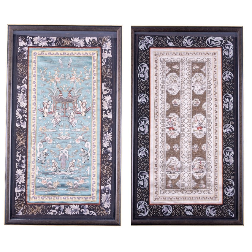Chinese Framed Silk Embroidery Panels (1 of 12)