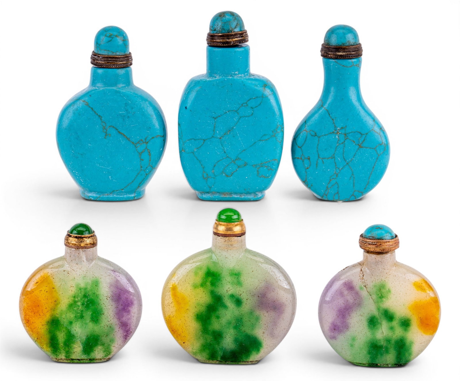 Howlite and Green Hardstone Snuff Bottles (1 of 13)