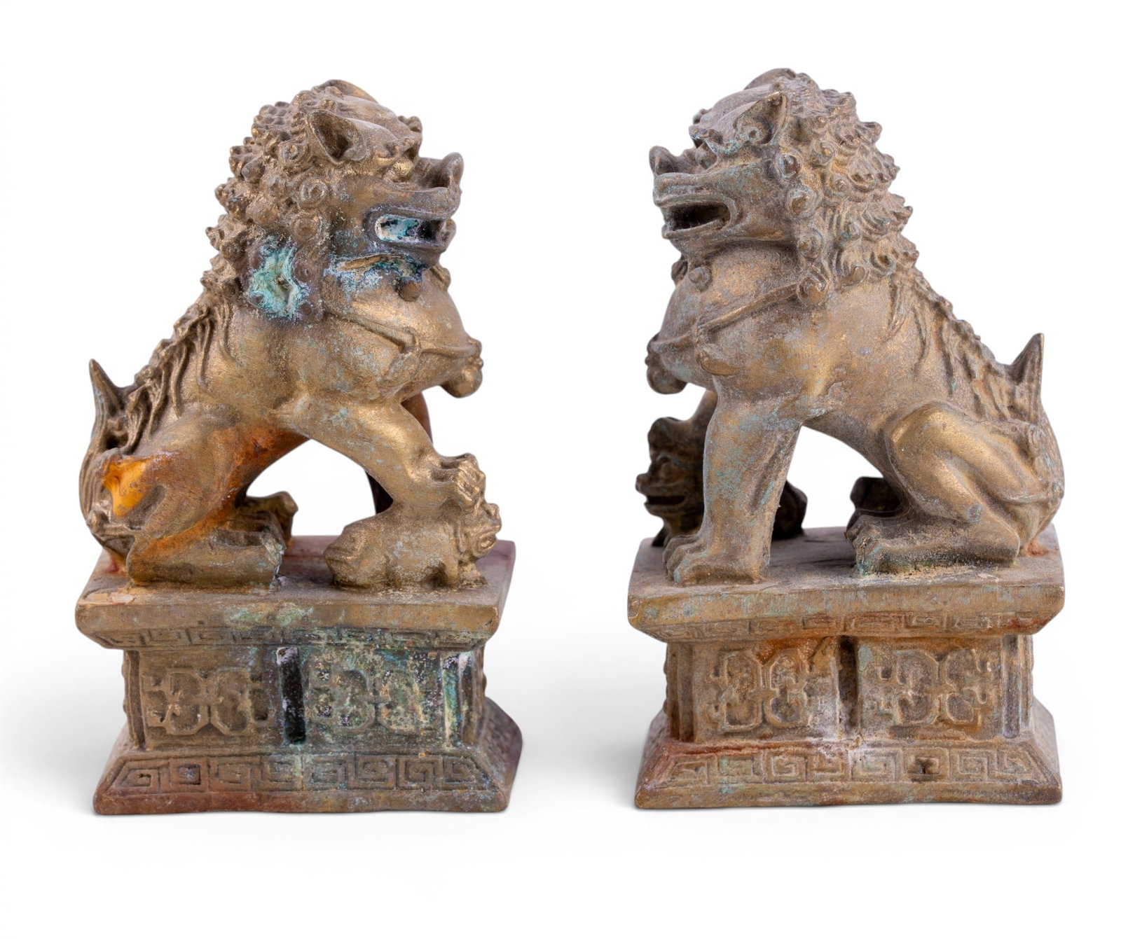 Pair of Chinese Brass Foo Dog Sculptures (1 of 7)