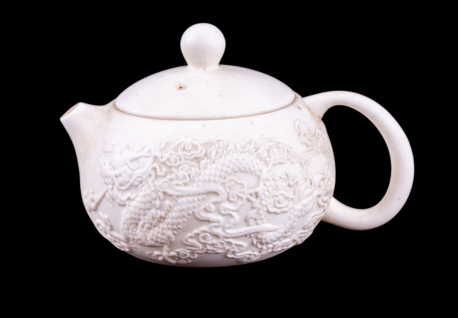 Chinese Bisque Teapot and 4 Teacups - 2