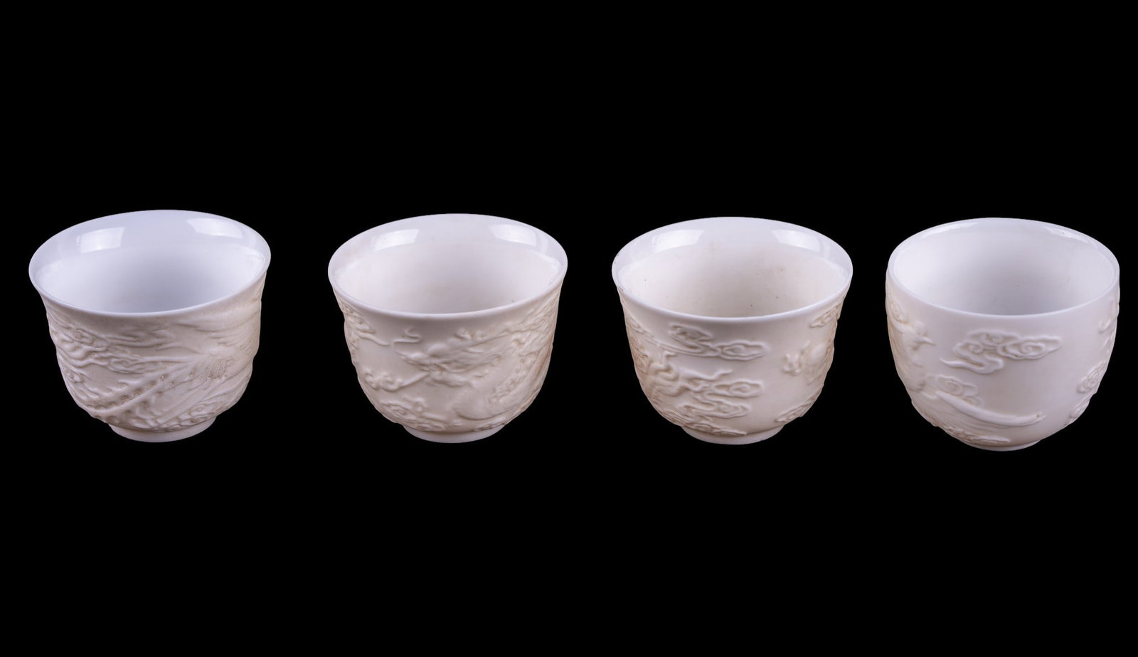 Chinese Bisque Teapot and 4 Teacups - 7