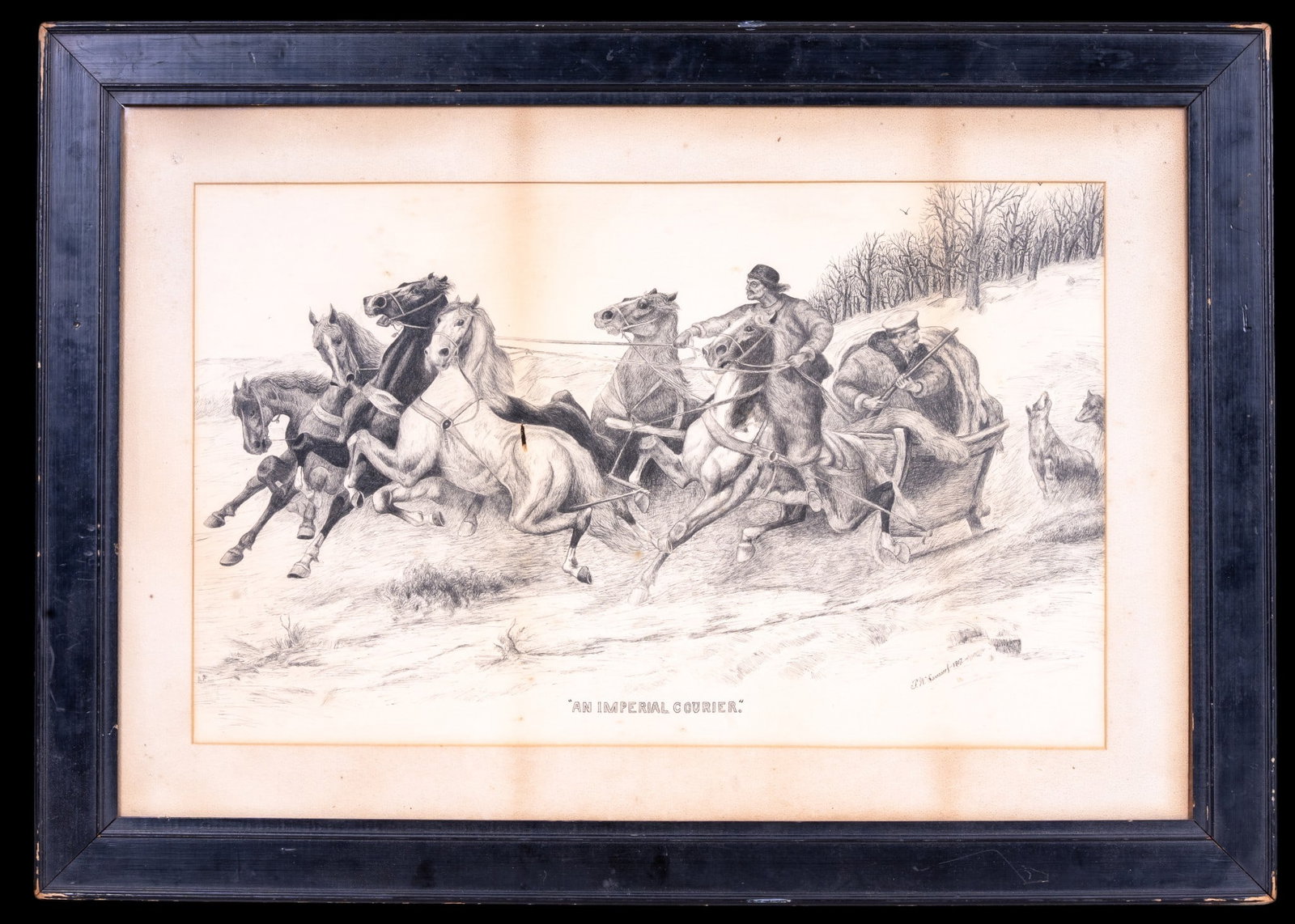 Etching after Adolf Schreyer "An Imperial Courier" (1 of 9)