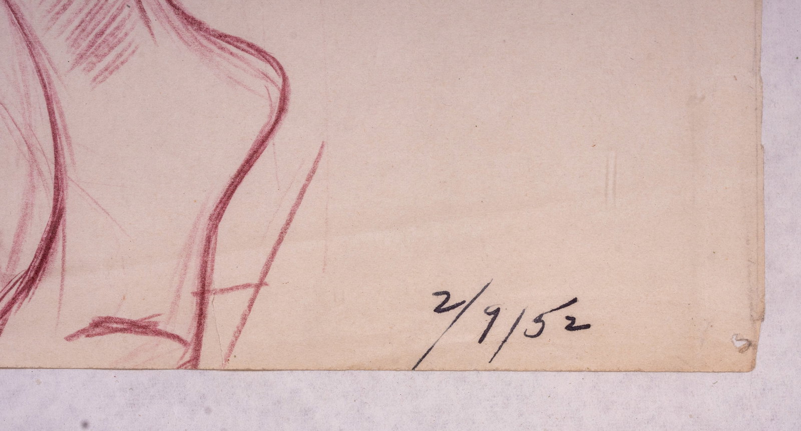 Conte Crayon Nude Figure Study, Dated '52 - 3