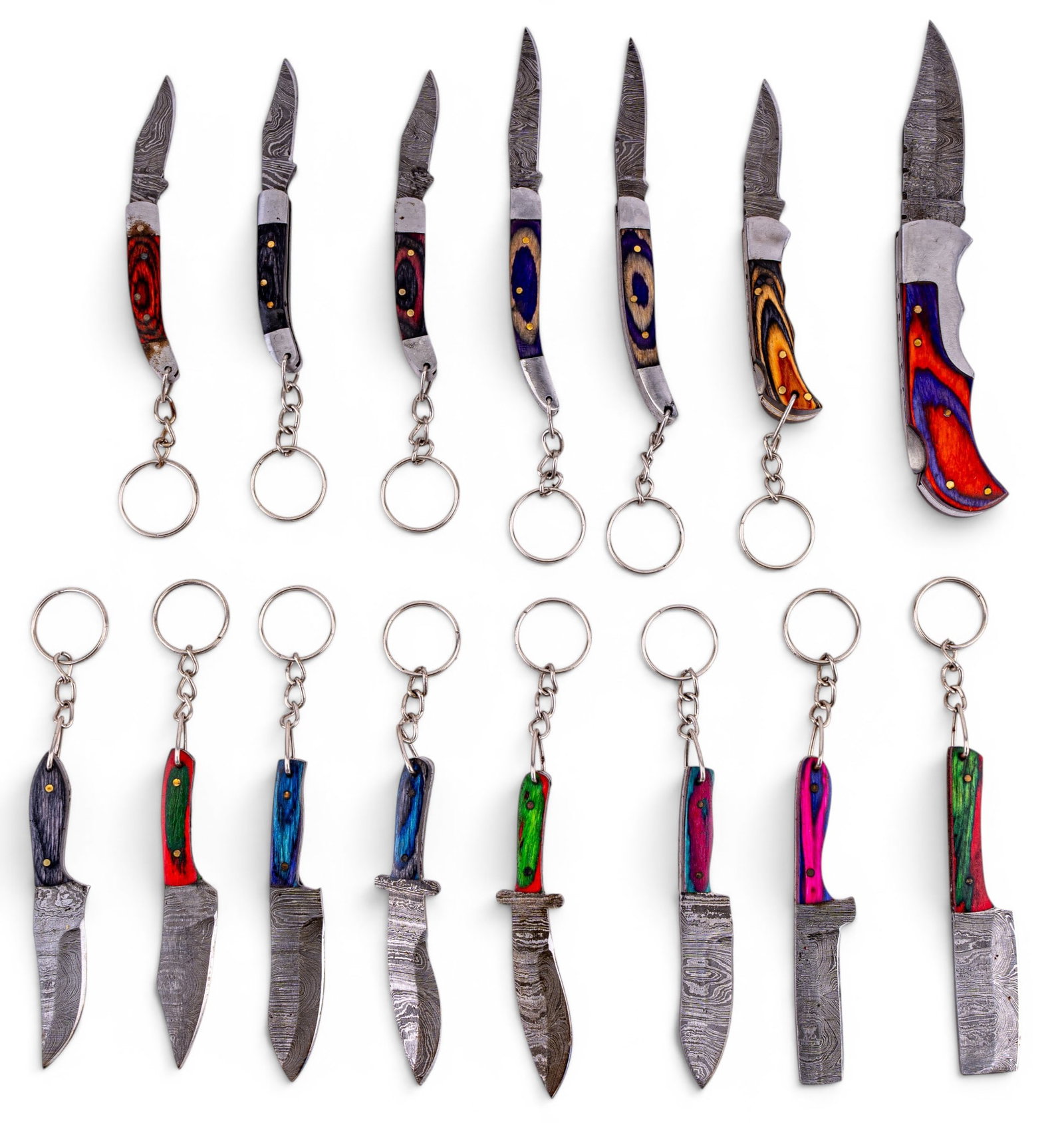 Damascus Steel Keychain, Pocket Knives (15) (1 of 11)
