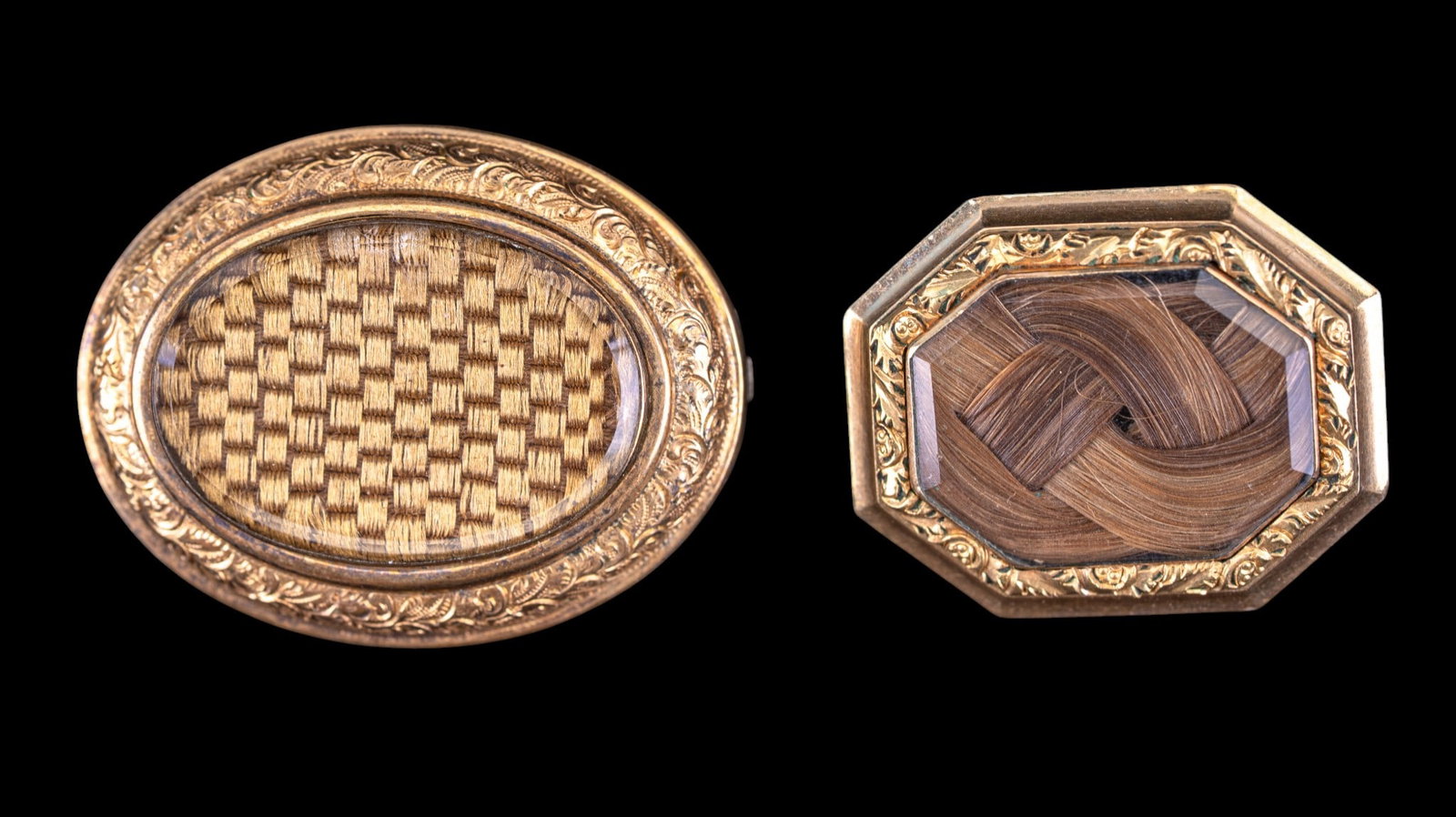 2 Civil War / Victorian Gold Hair Brooches (1 of 11)